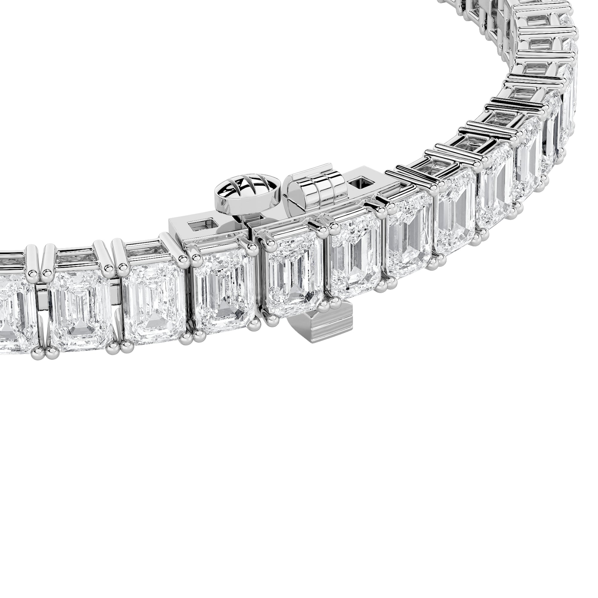 12.5CTW Emerald Shaped Lab Grown Diamond (F/VS) East West Line Bracelet in 14K Gold