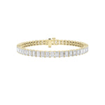 12.5CTW Emerald Shaped Lab Grown Diamond (F/VS) East West Line Bracelet in 14K Gold