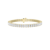 12.5CTW Emerald Shaped Lab Grown Diamond (F/VS) East West Line Bracelet in 14K Gold