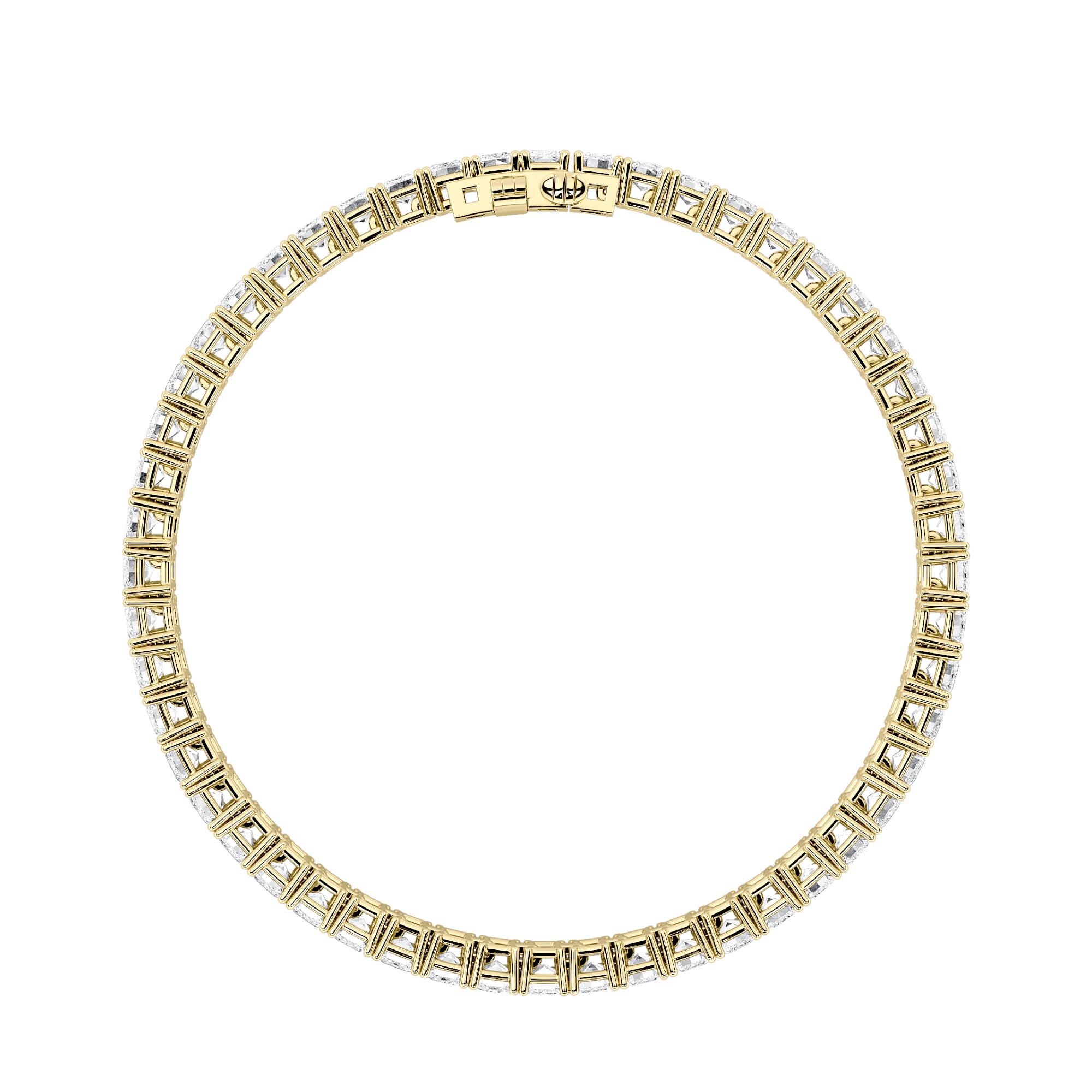 12.5CTW Emerald Shaped Lab Grown Diamond (F/VS) East West Line Bracelet in 14K Gold