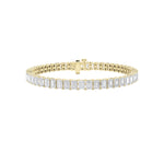 15CTW Emerald Shaped Lab Grown Diamond North South Bracelet in 14K Gold (F/VS)