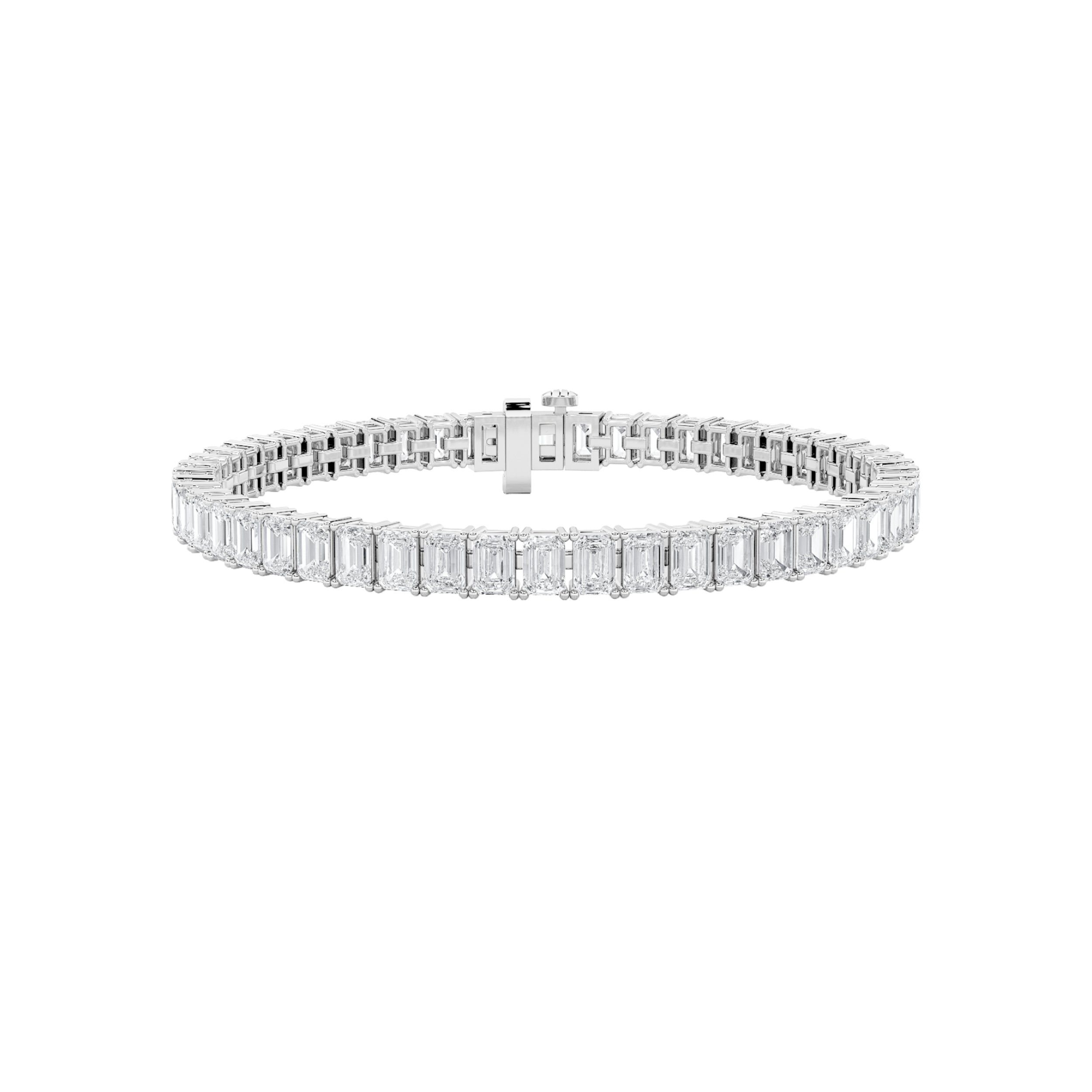 7CTW Emerald Shaped Lab Grown Diamond North South Bracelet in 14K Gold (F/VS)