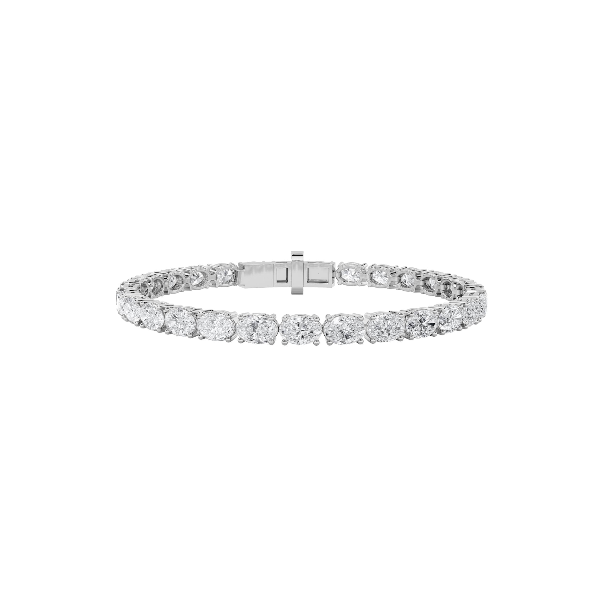 7CTW Oval Shaped Lab Grown Diamond (F/VS) Bracelet in 14K White Gold
