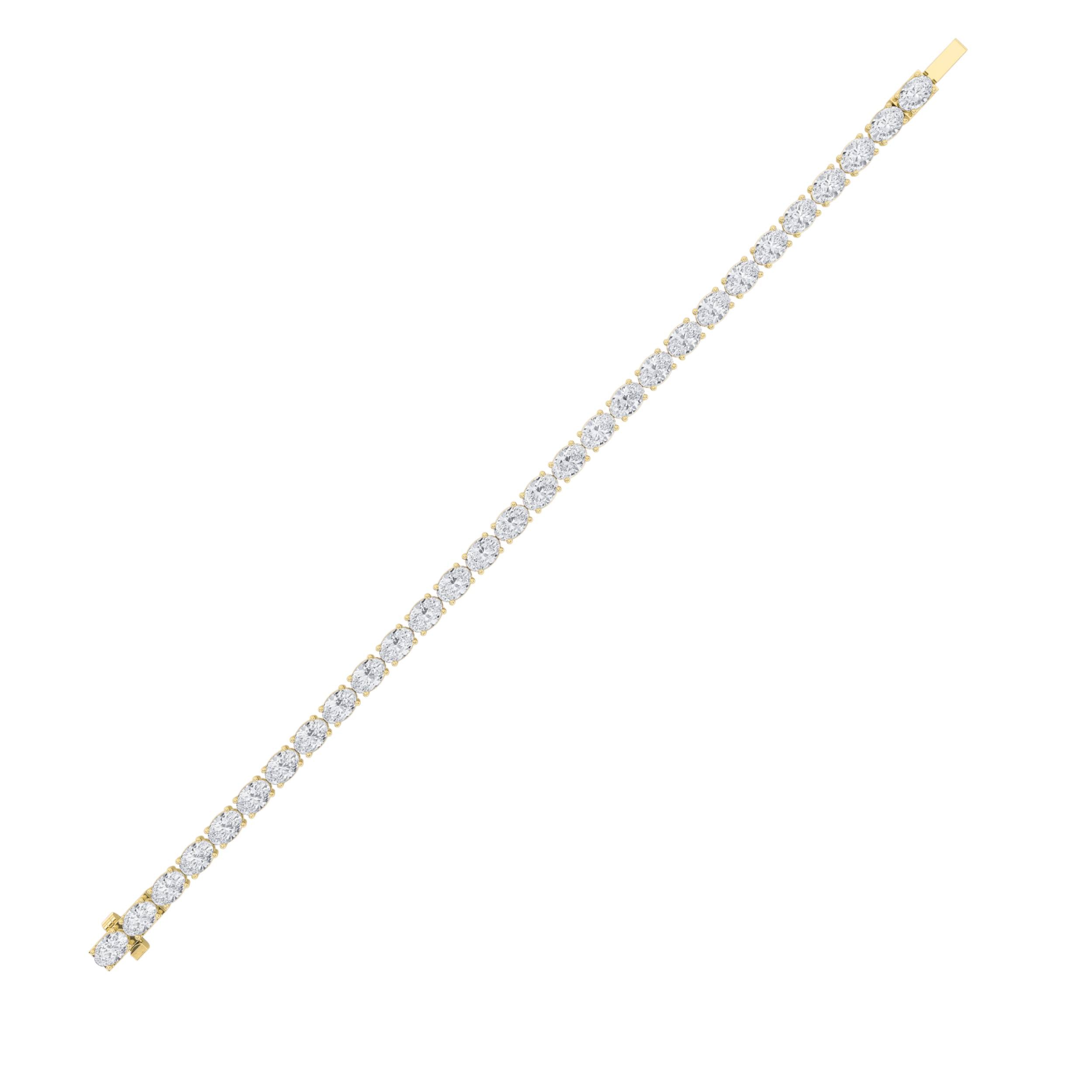 7CTW Oval Shaped Lab Grown Diamond (F/VS) Bracelet in 14K Yellow Gold
