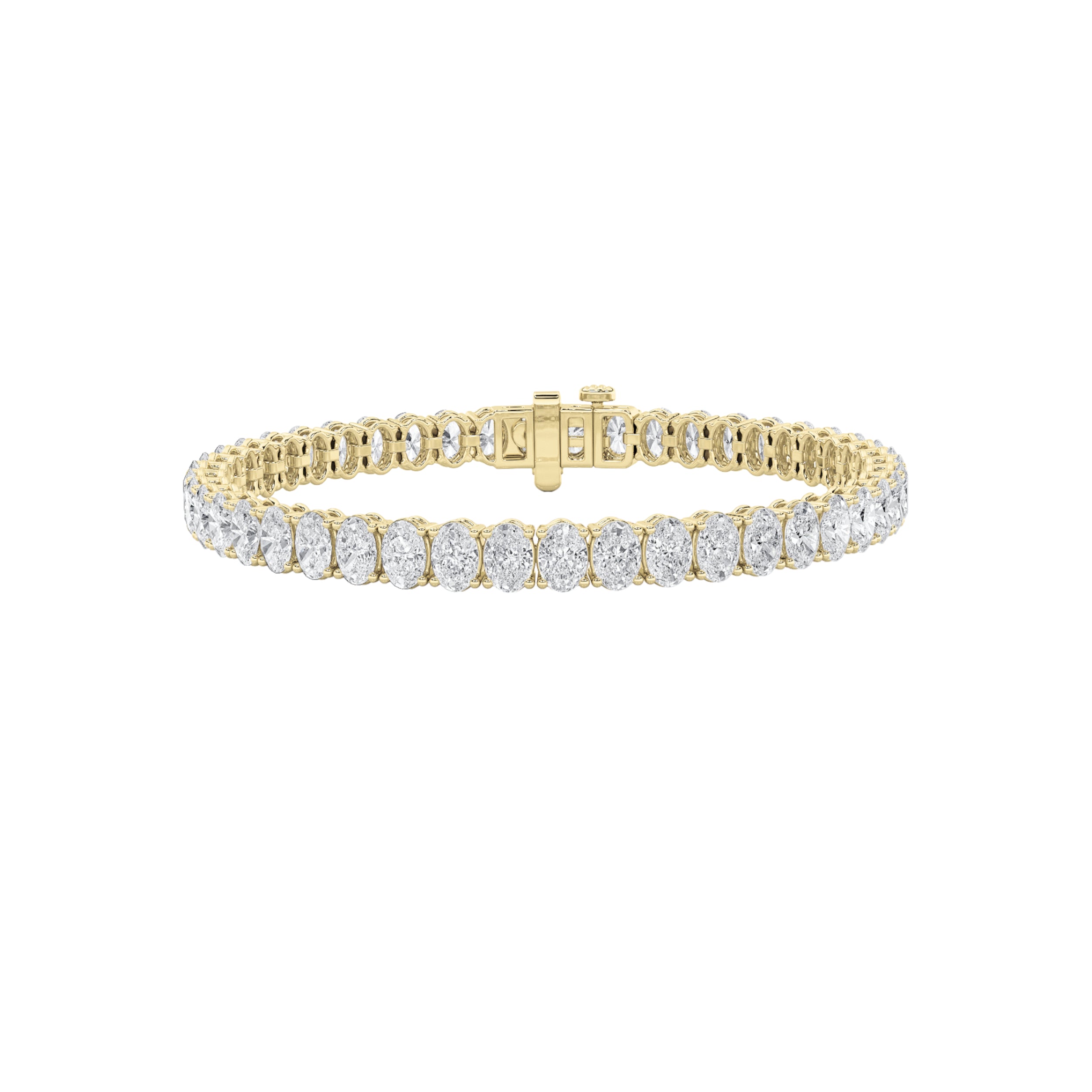 8.25CTW Oval Shaped Lab Grown Diamond (F/VS) Bracelet in 14K Yellow Gold