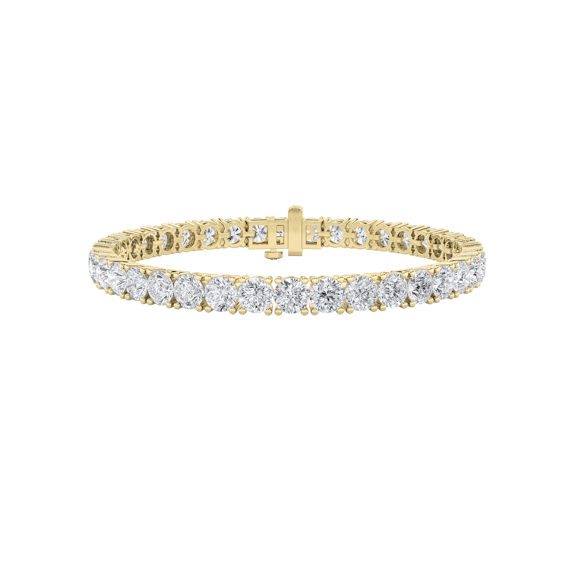 15CTW Round Shaped Lab Grown Diamond Tennis Bracelet in 14K Gold (F/VS)