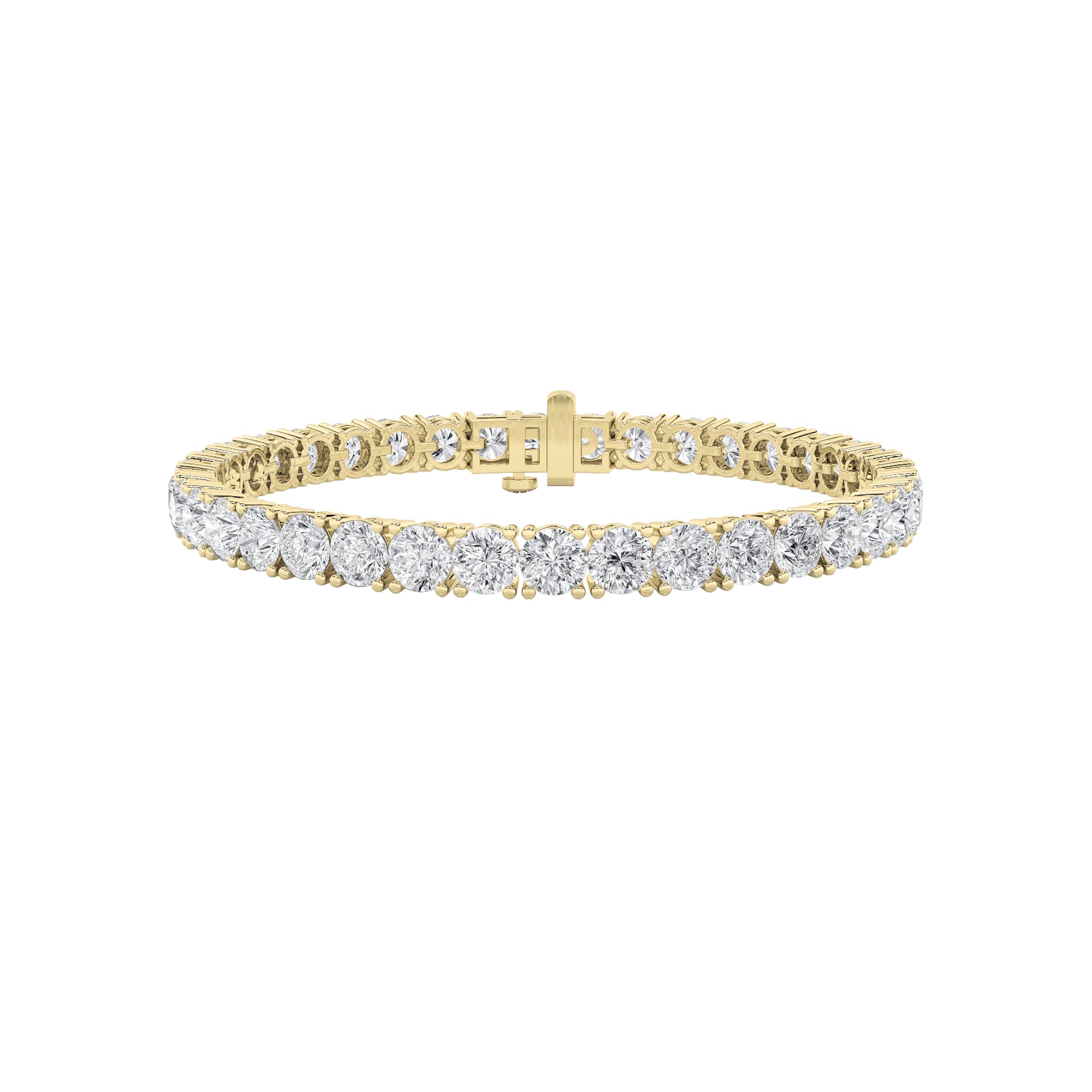 15CTW Round Shaped Lab Grown Diamond Tennis Bracelet in 14K Gold (F/VS)