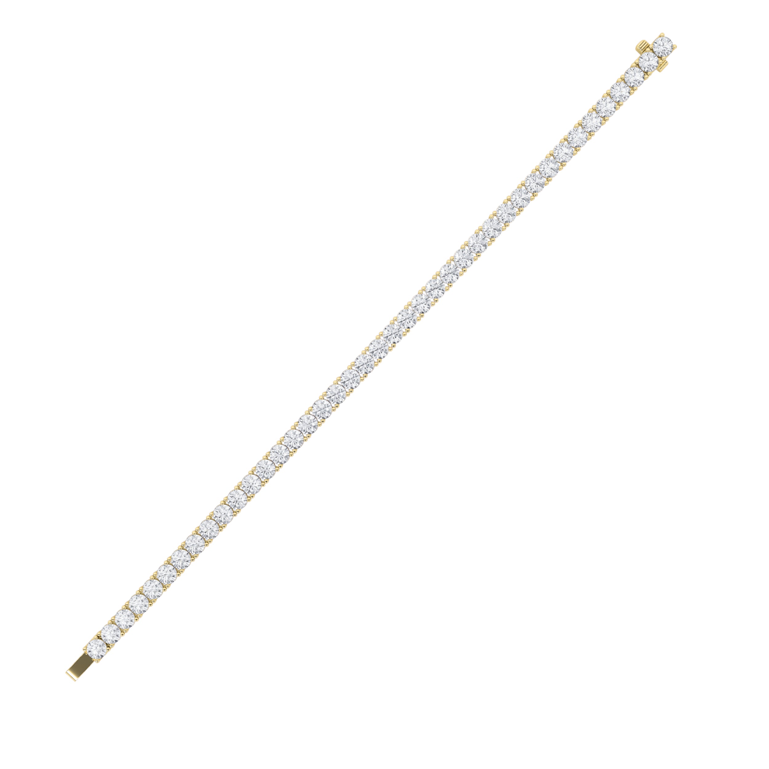15CTW Round Shaped Lab Grown Diamond Tennis Bracelet in 14K Gold (F/VS)