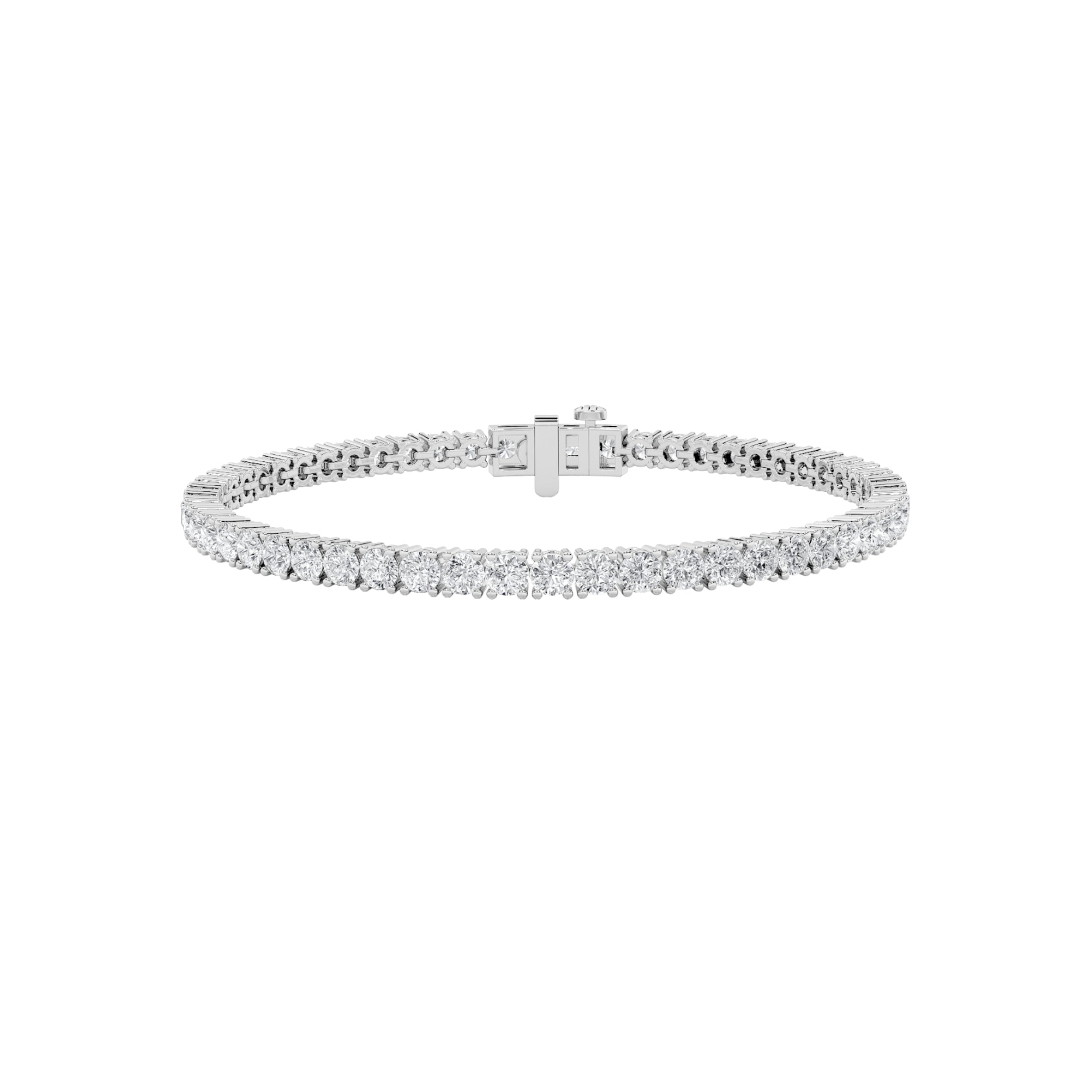 5CTW Round Shaped Lab Grown Diamond (F/VS) Bracelet in 14K White Gold