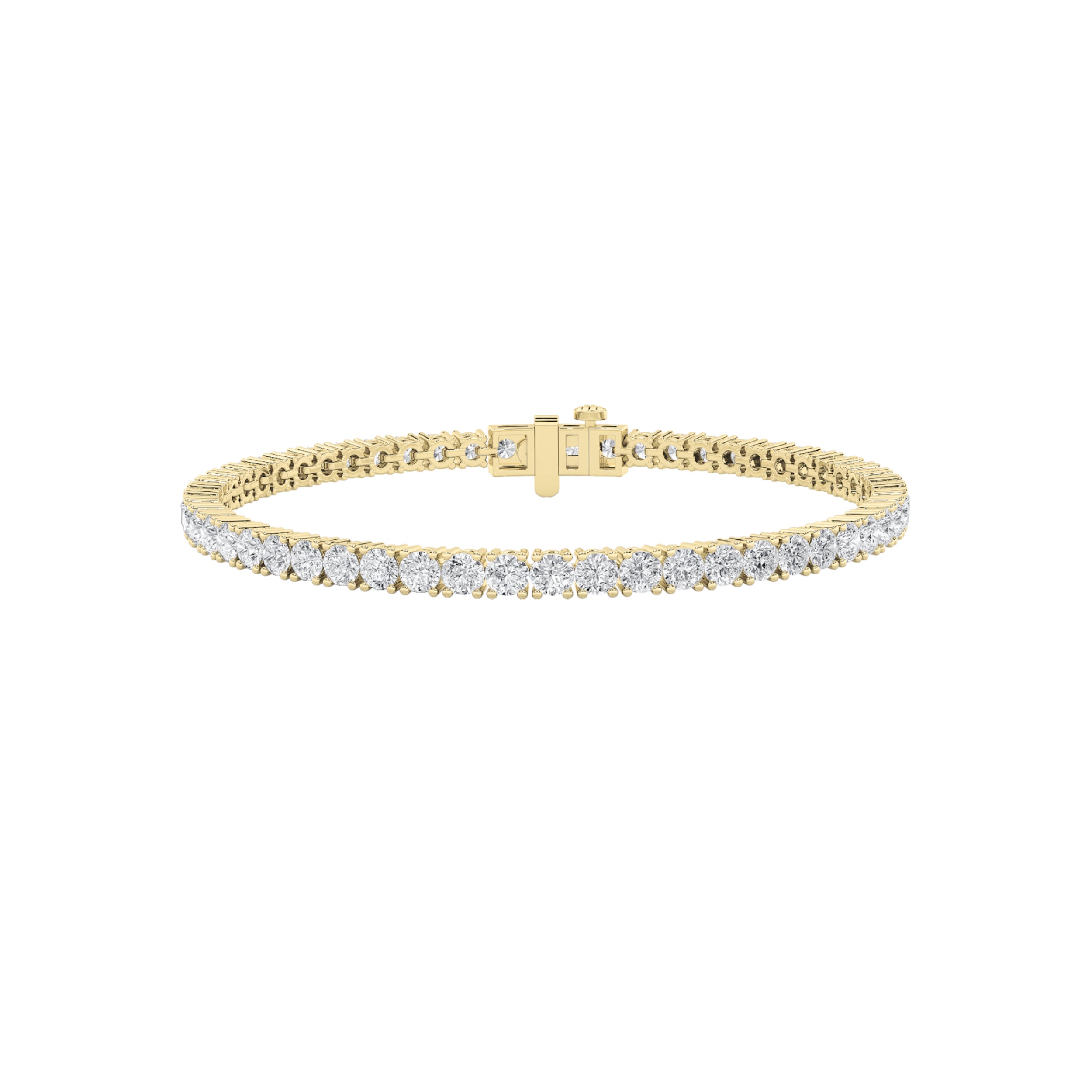 5CTW Round Shaped Lab Grown Diamond Tennis Bracelet in 14K Gold (F/VS)