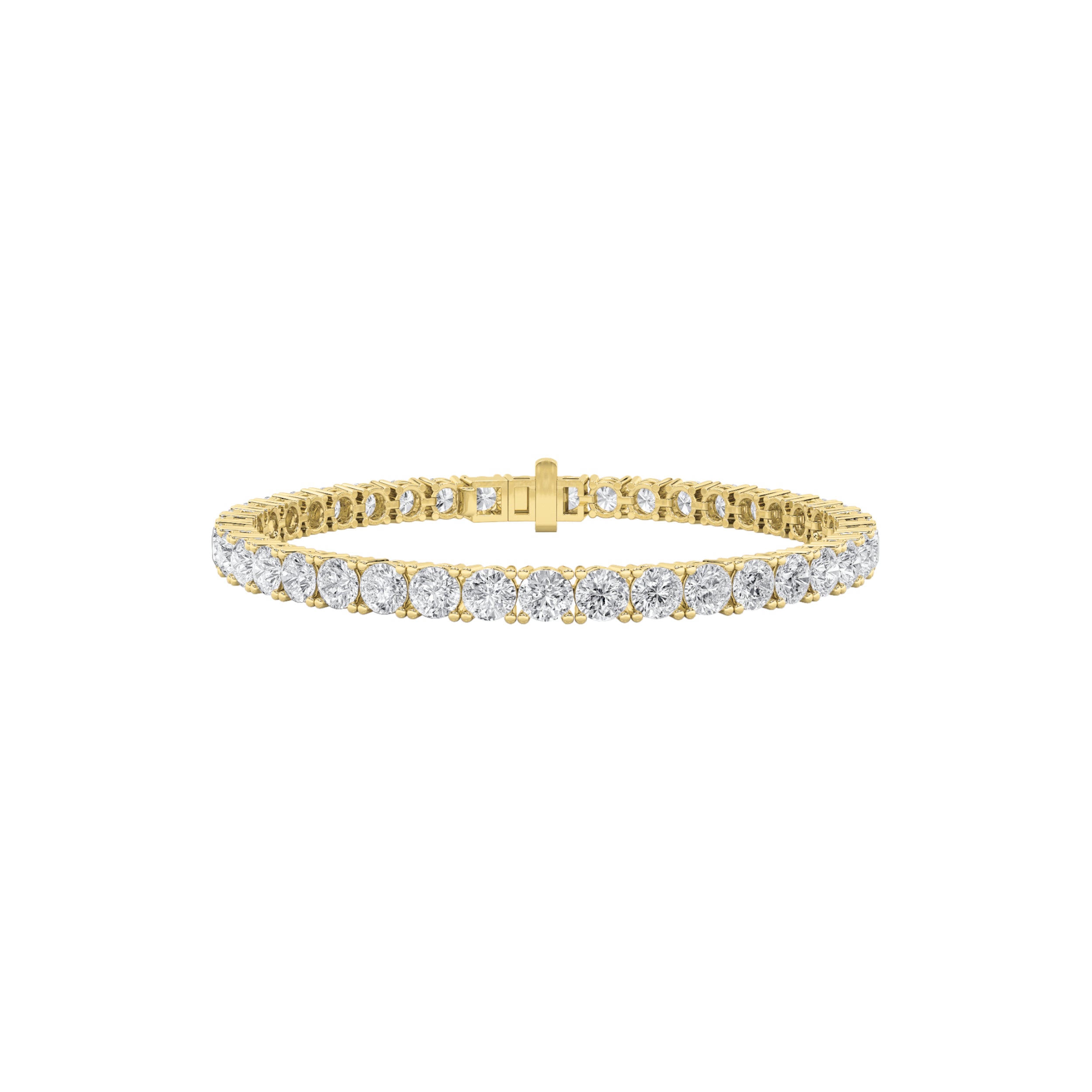 7CTW Round Shaped Lab Grown Diamond Tennis Bracelet in 14K Gold (F/VS)