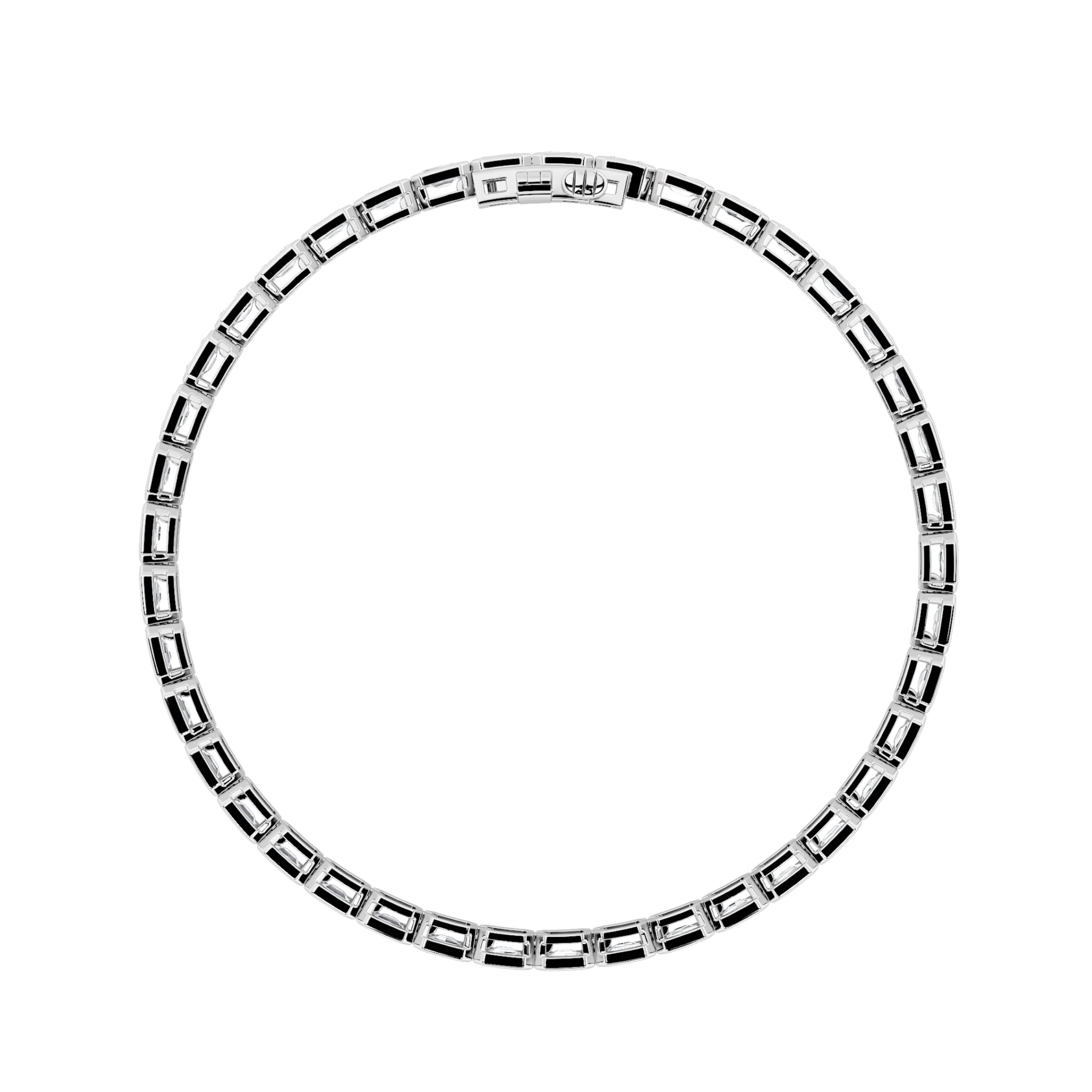15CTW Emerald Shaped Lab Grown Diamond (F/VS) East West Bezel Set Bracelet in 14K Gold