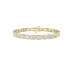 15CTW Emerald Shaped Lab Grown Diamond (F/VS) East West Bezel Set Bracelet in 14K Gold