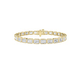 15CTW Emerald Shaped Lab Grown Diamond (F/VS) East West Bezel Set Bracelet in 14K Gold