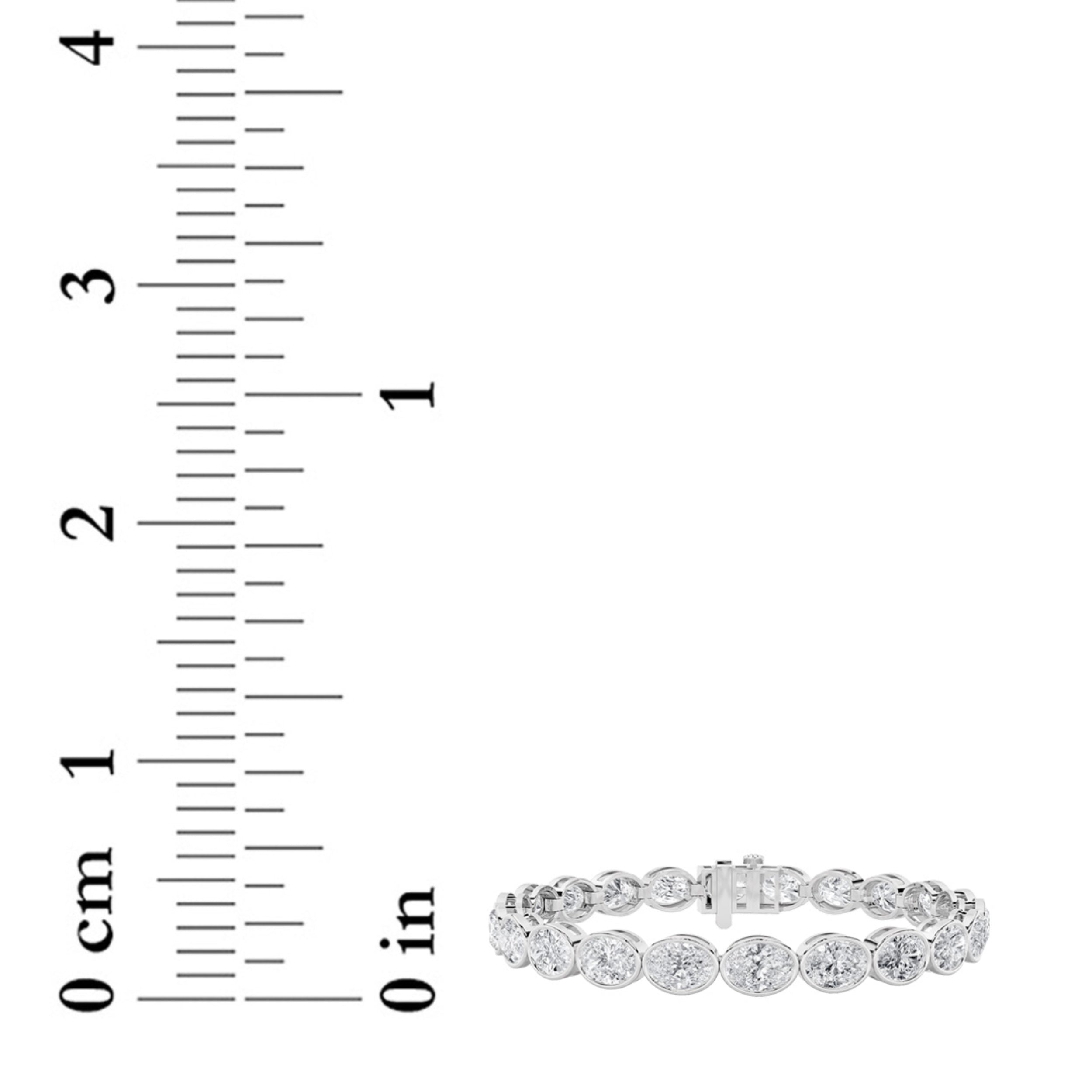 15CTW Oval Shaped Lab Grown Diamond (F/VS) East West Bezel Set Bracelet in 14K Gold