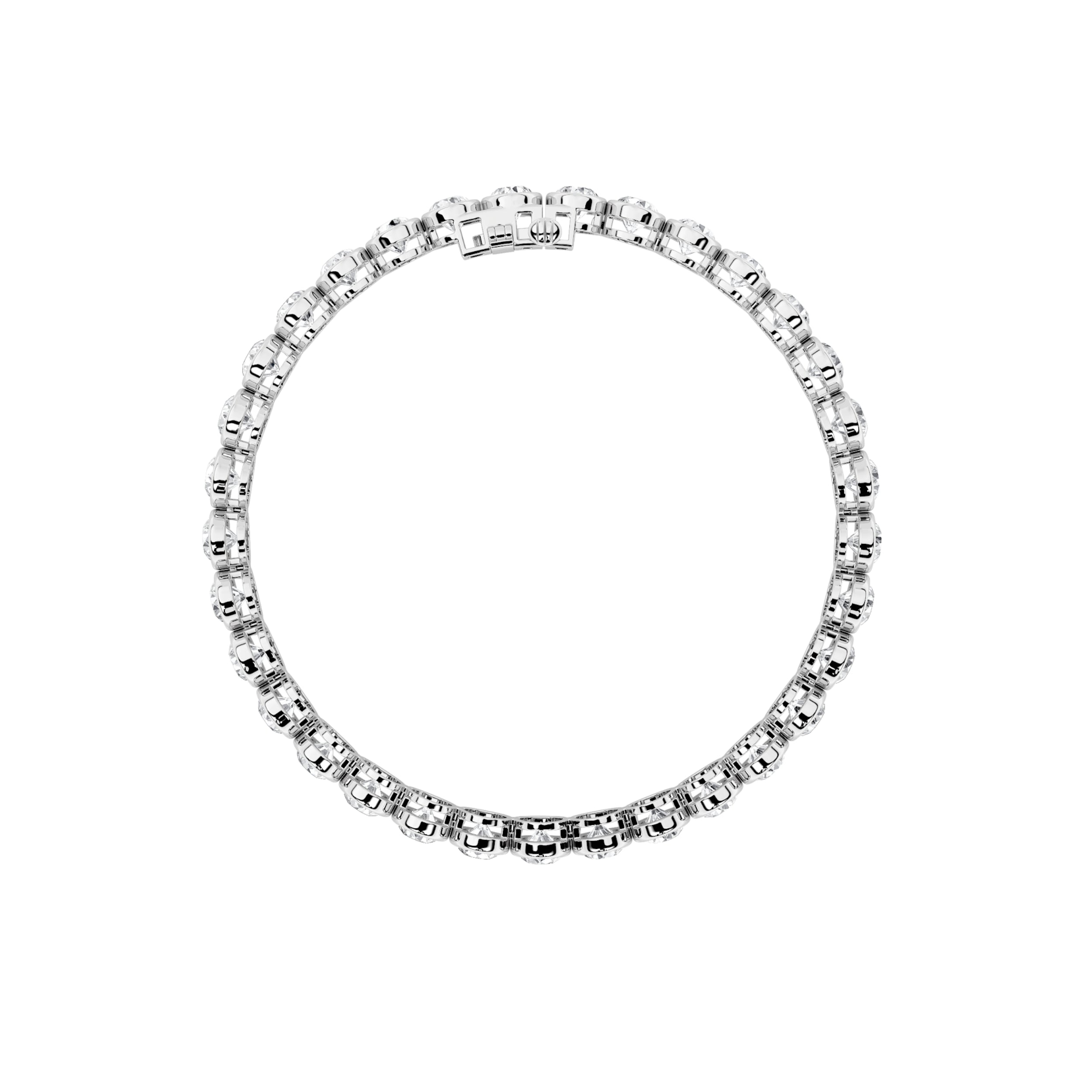 10CTW Round Shaped Lab Grown Diamond (F/VS) East West Bezel Set Bracelet in 14K Gold