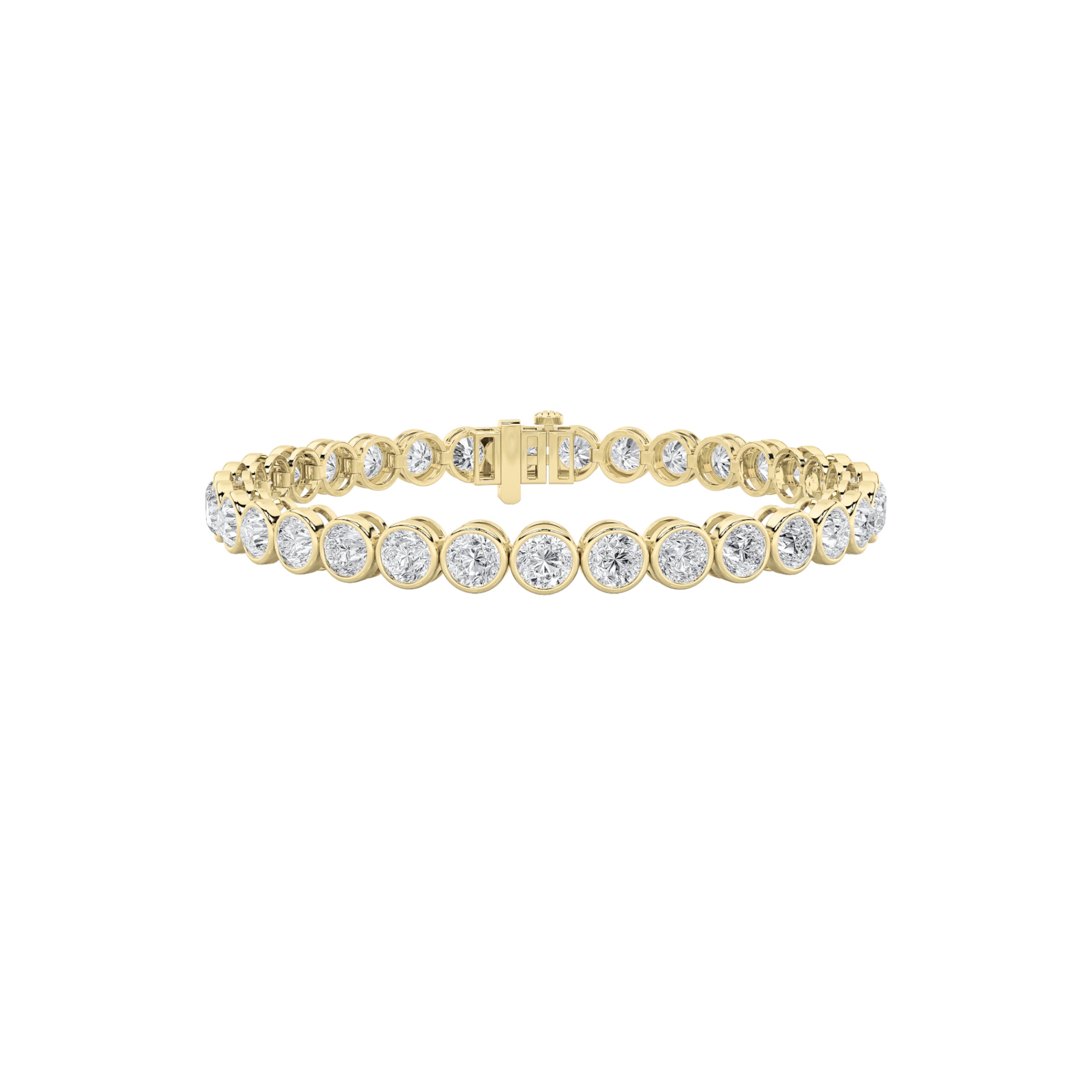 10CTW Round Shaped Lab Grown Diamond (F/VS) East West Bezel Set Bracelet in 14K Gold