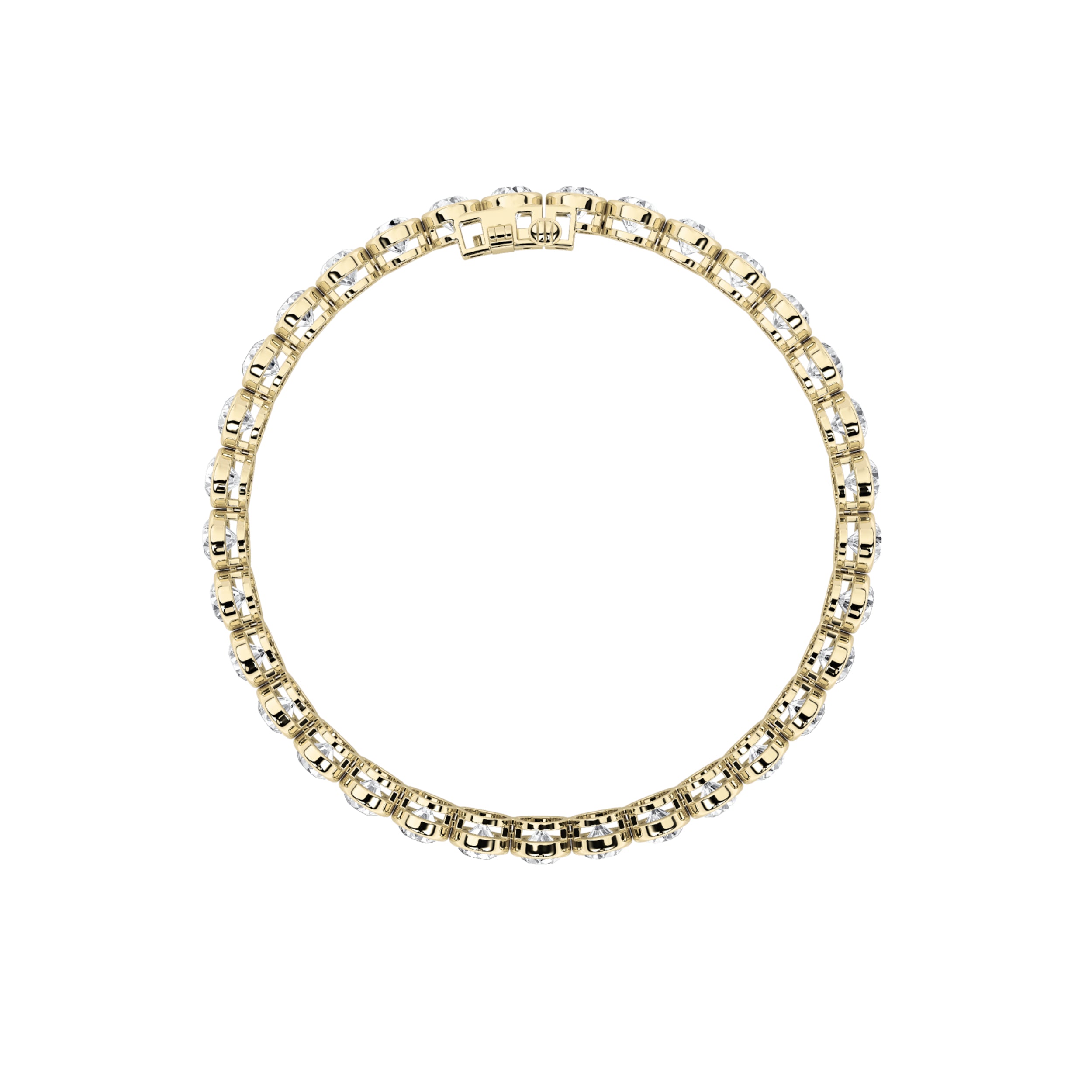 10CTW Round Shaped Lab Grown Diamond (F/VS) East West Bezel Set Bracelet in 14K Gold