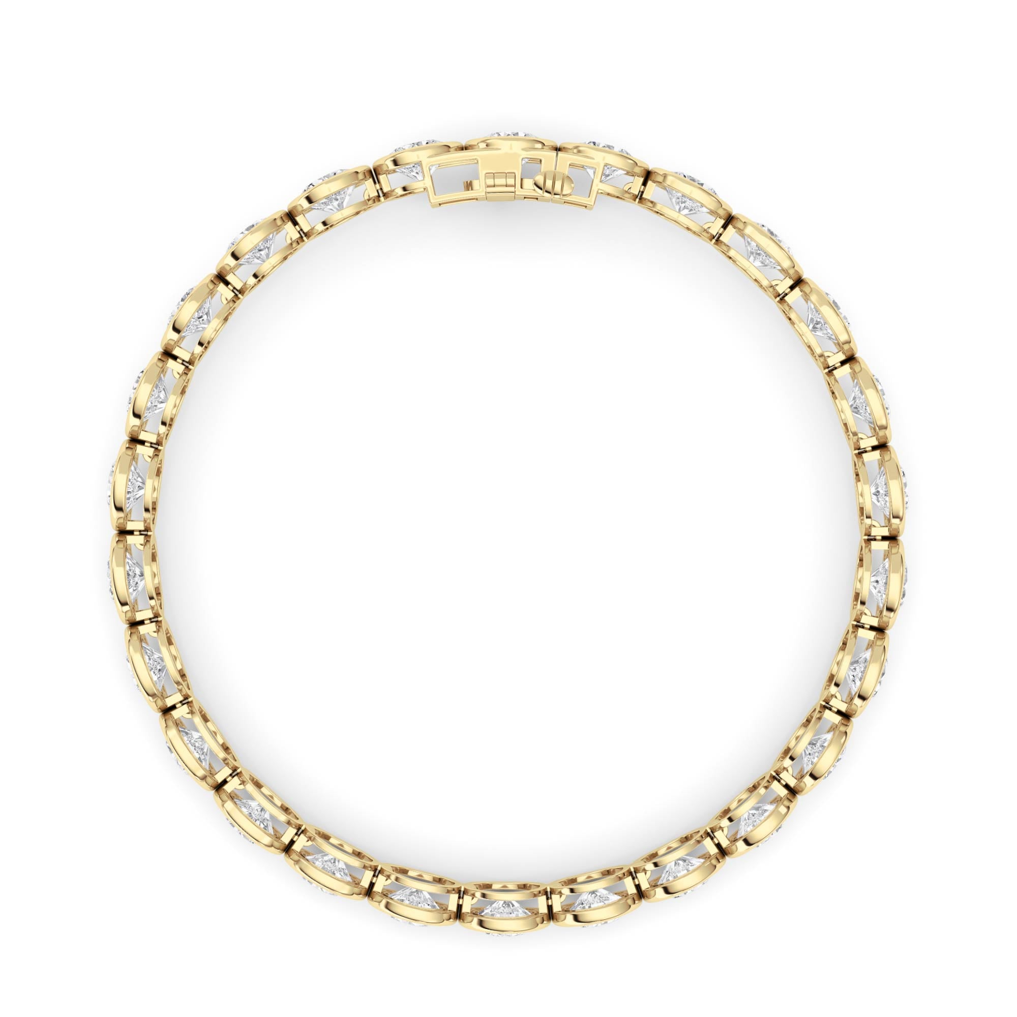 15CTW Round Lab Grown Diamond (F/VS ) Bezel Set Bracelet in 14K Gold