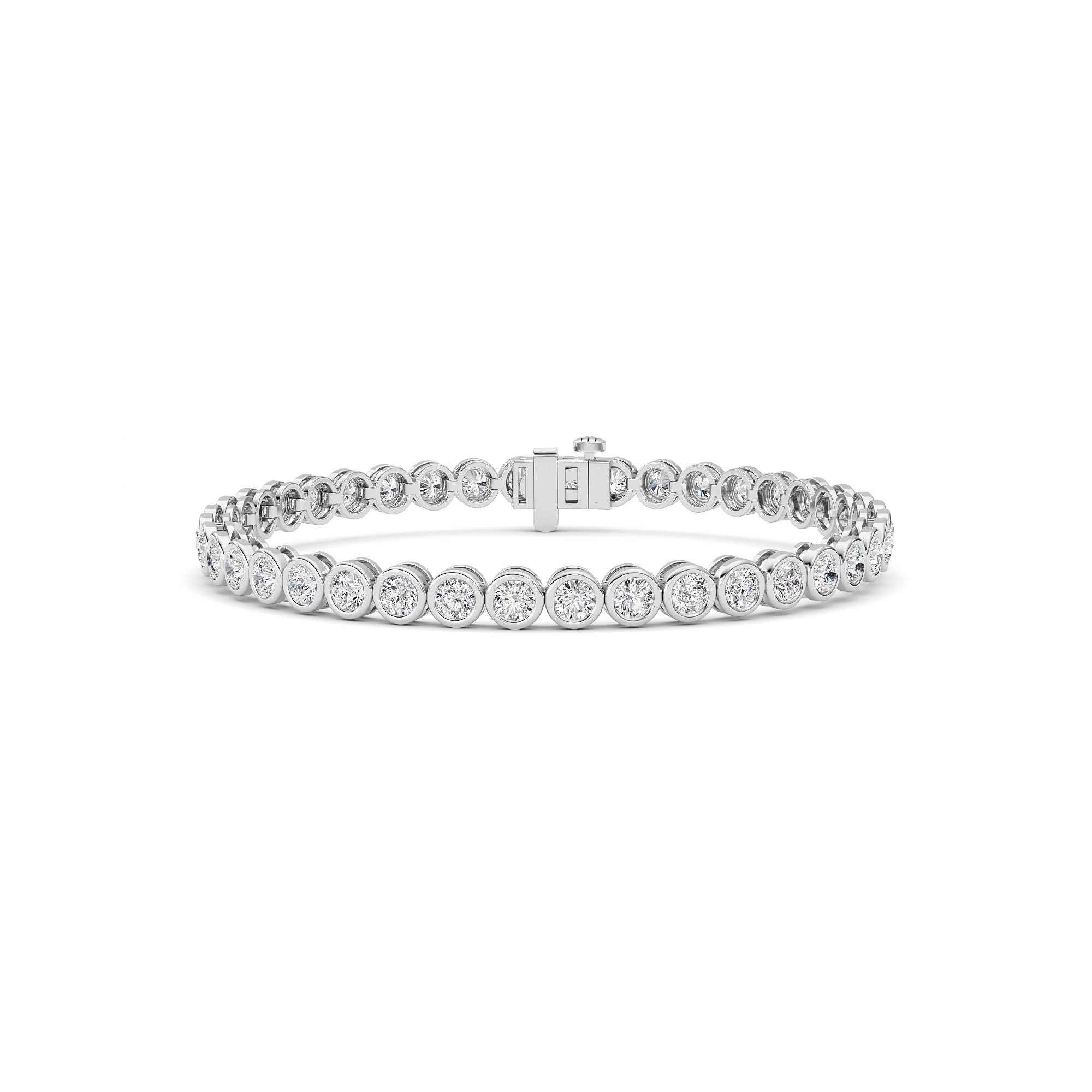 5CTW Round Lab Grown Diamond (F/VS ) Bezel Set Bracelet in 14K Gold