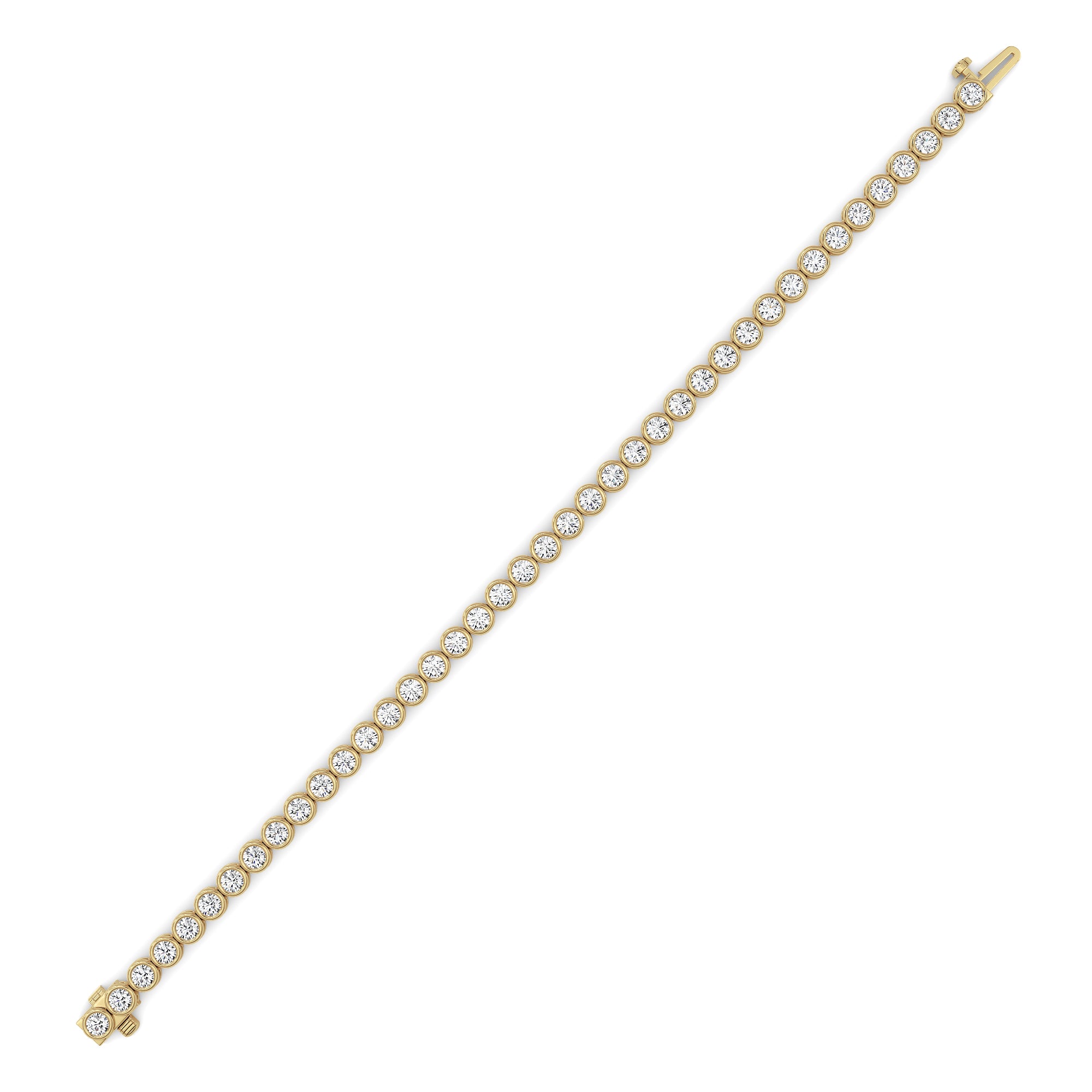 5CTW Round Lab Grown Diamond (F/VS ) Bezel Set Bracelet in 14K Gold