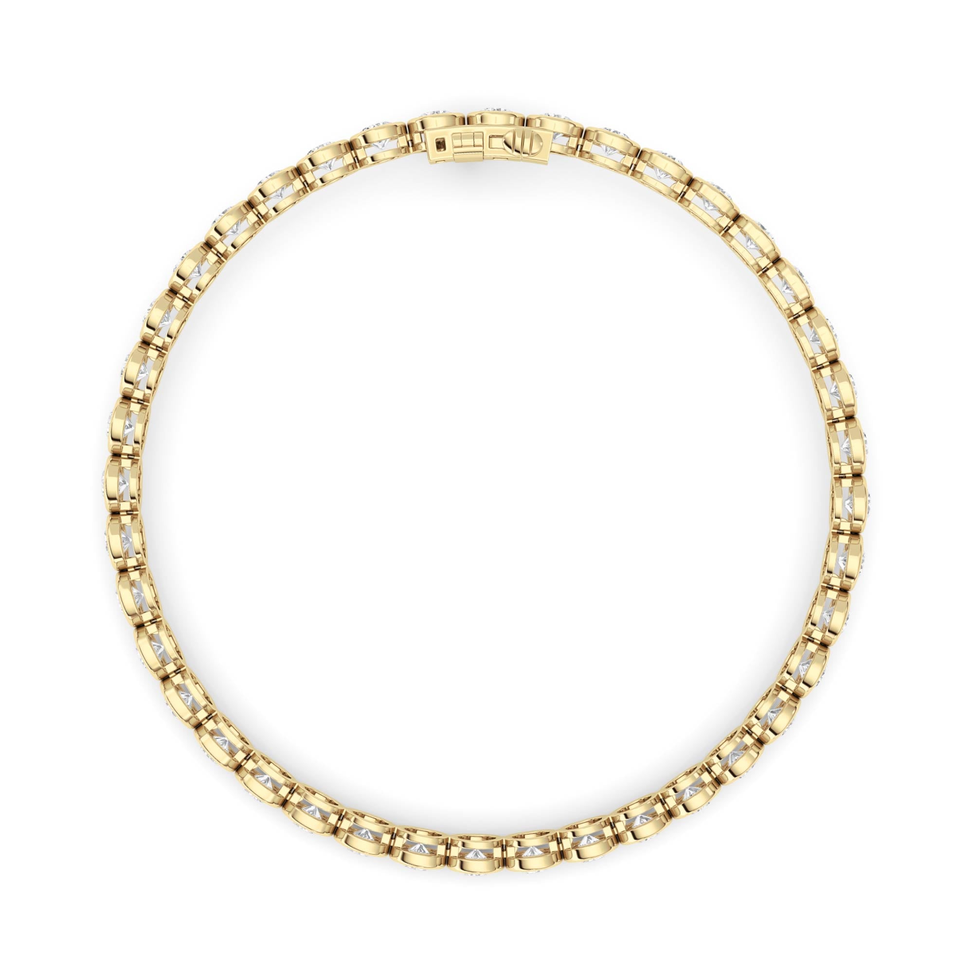 5CTW Round Lab Grown Diamond (F/VS ) Bezel Set Bracelet in 14K Gold