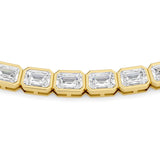 30CTW Emerald Shaped Lab Grown Diamond (F/VS ) Bezel Set Necklace in 14K Gold