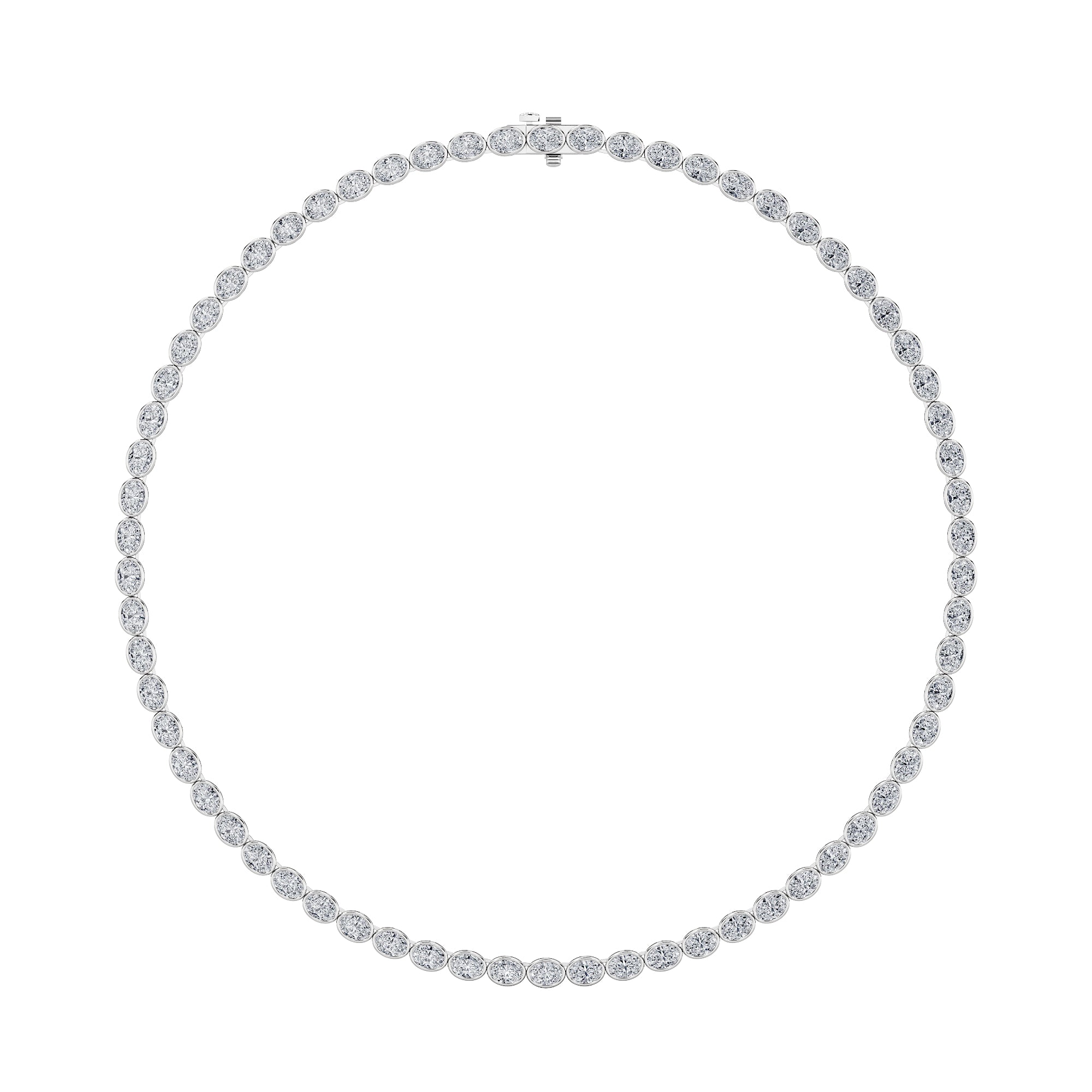 22.25CTW Oval Shaped Lab Grown Diamond (F/VS) East West Bezel Set Necklace in 14K Gold