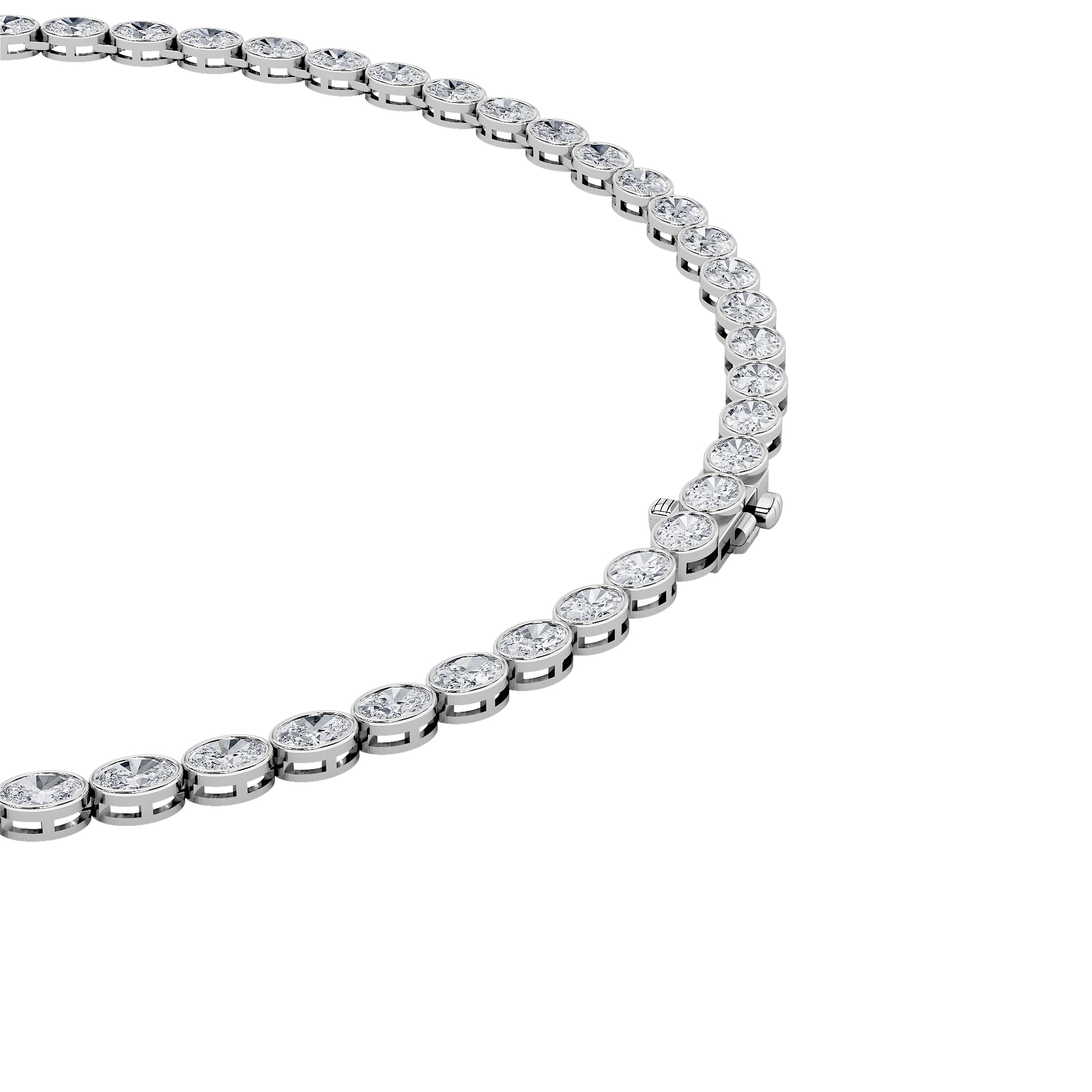 22.25CTW Oval Shaped Lab Grown Diamond (F/VS) East West Bezel Set Necklace in 14K Gold