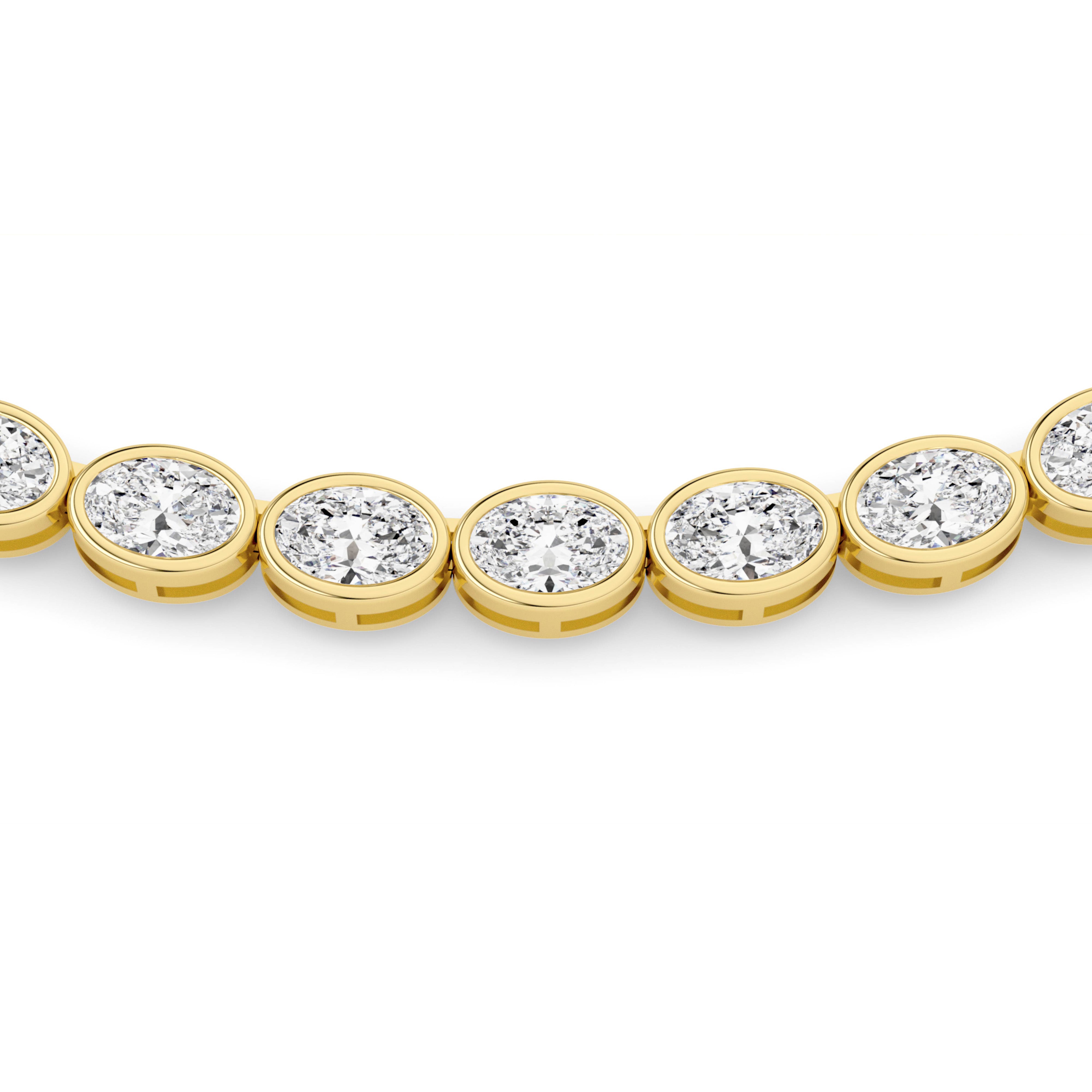30CTW Oval Lab Grown Diamond (F/VS ) Bezel Set Necklace in 14K Gold