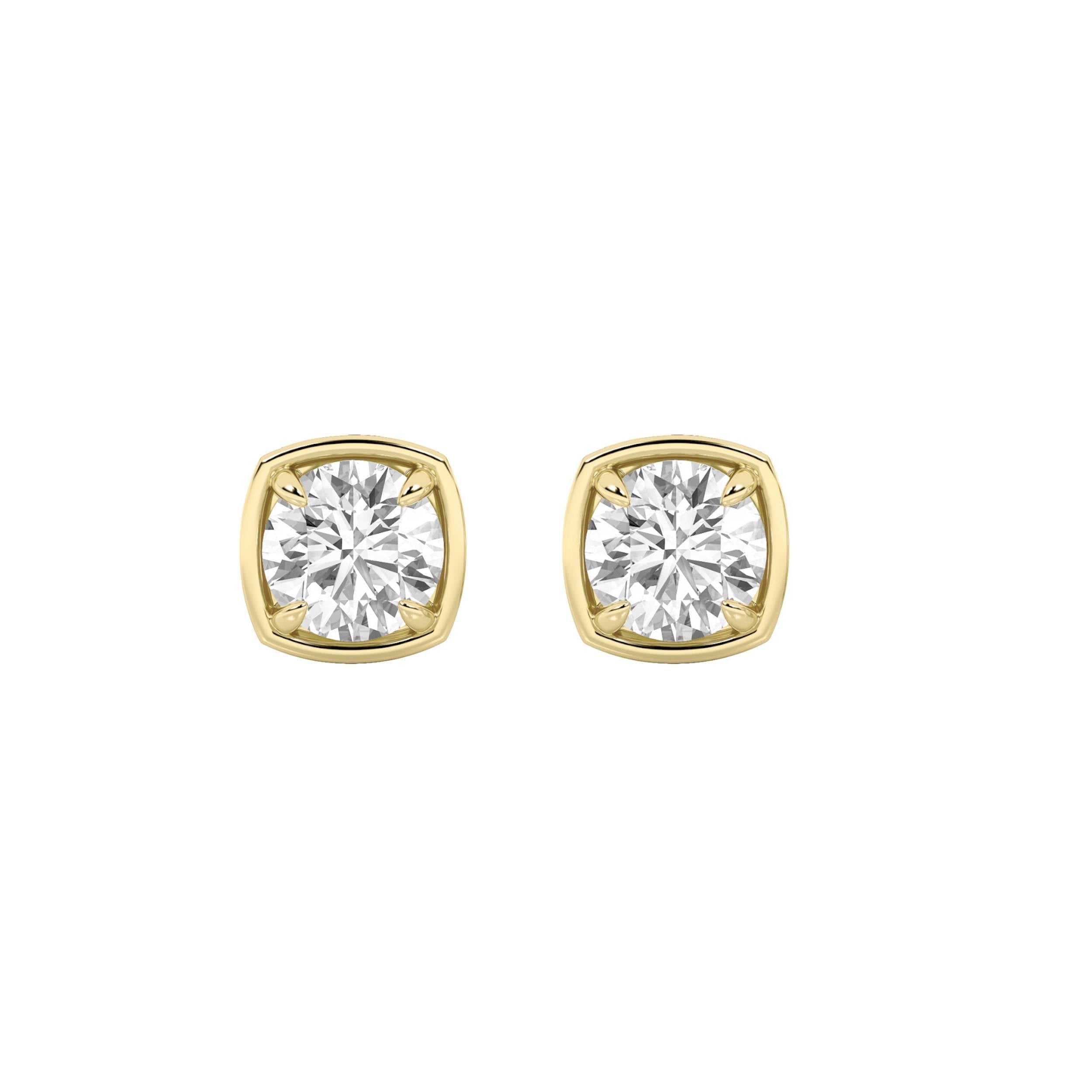 2CTW Round Shaped Lab Grown Diamond (F/VS) Earring in 14K Yellow Gold