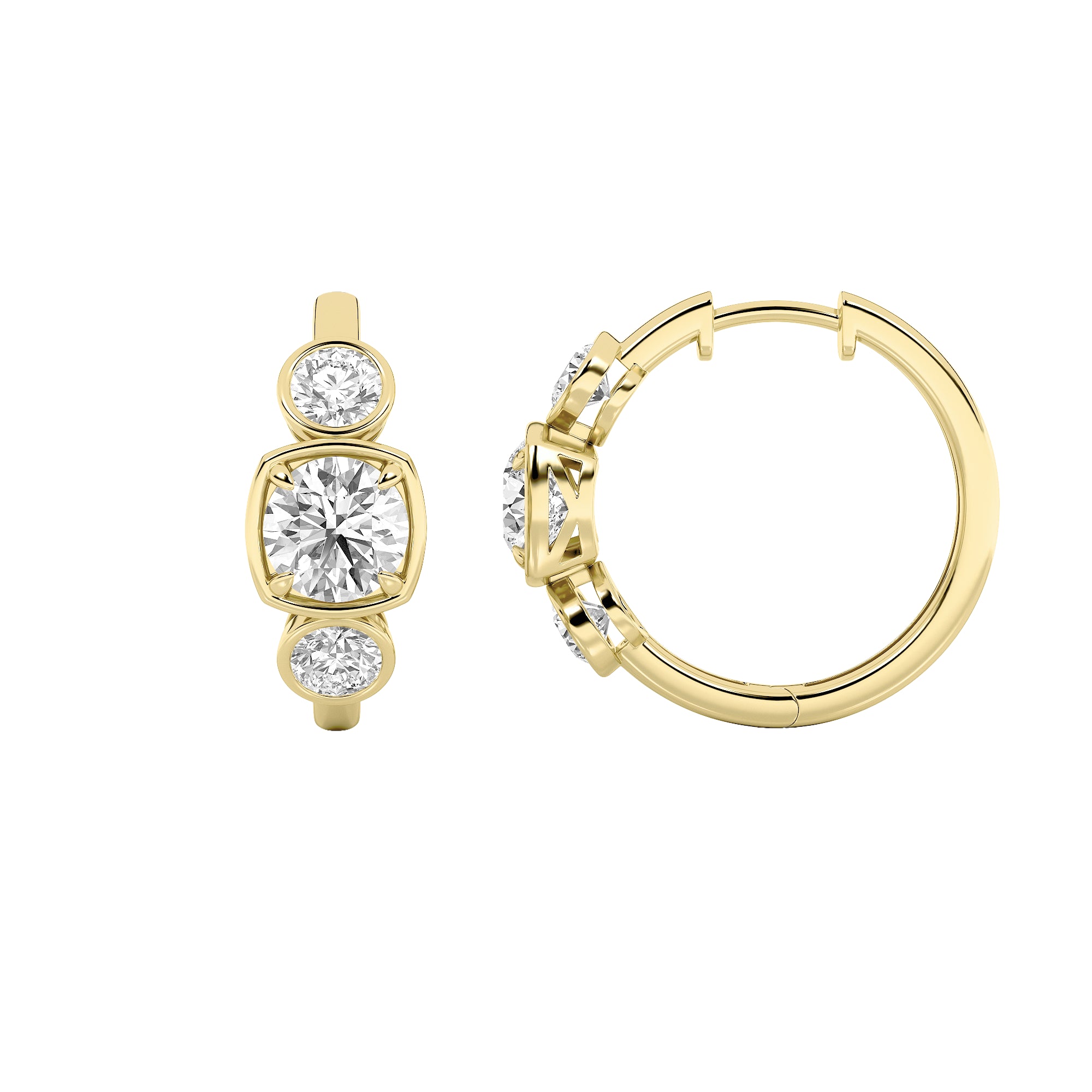 3CTW Round Shaped Lab Grown Diamond (F/VS) Earring in 14K Yellow Gold