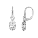 4CTW Oval Shaped Lab Grown Diamond (F/VS) Dangle Earrings in 14K Gold
