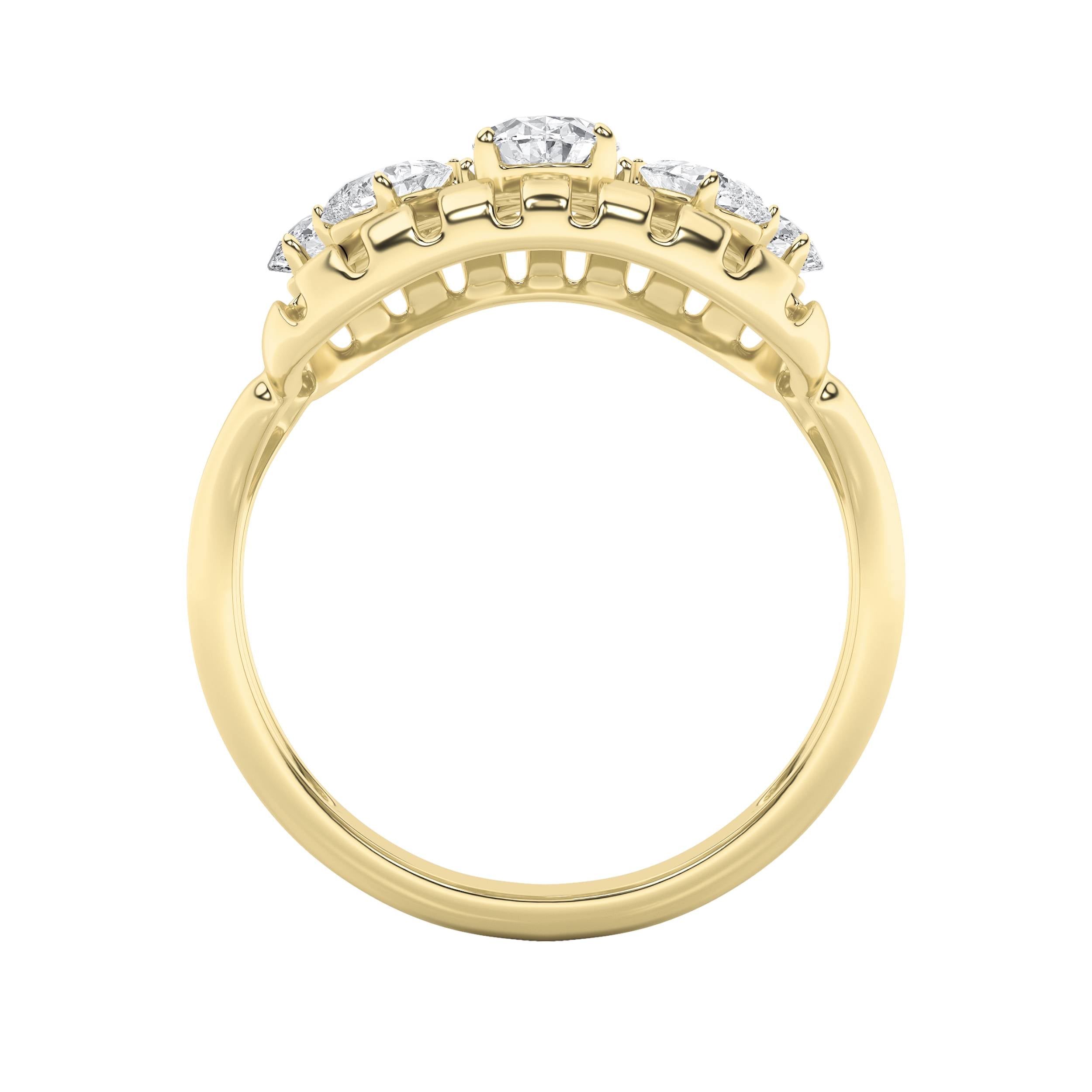2CTW Round Shaped Lab Grown Diamond (F/VS) Fashion Ring in 14K Gold