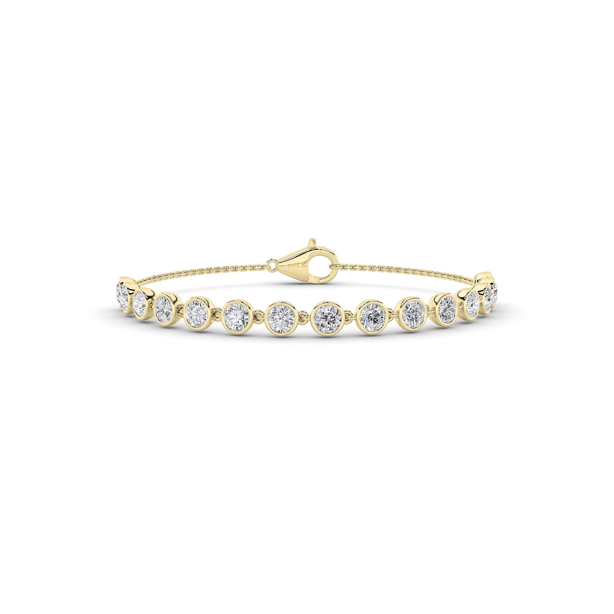 3CTW Round Shaped Lab Grown Diamond (F/VS) Bezel Set Bracelet in 14K Gold