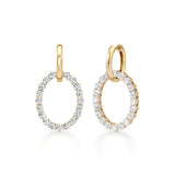 4CTW Round Shaped Lab Grown Diamond (F/VS) Dangle Pendant and Hoop Earrings in 14K Gold