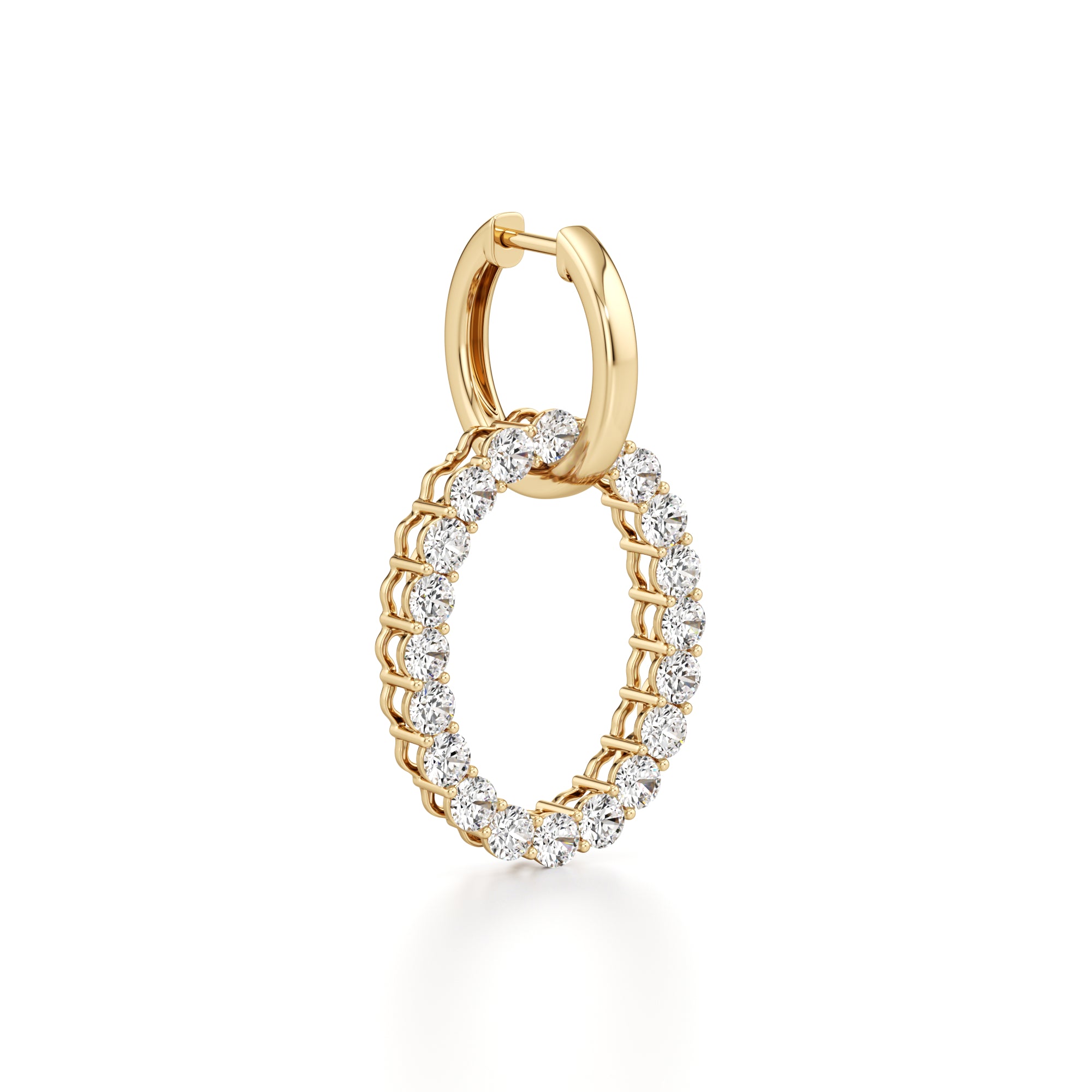 4CTW Round Shaped Lab Grown Diamond (F/VS) Dangle Pendant and Hoop Earrings in 14K Gold
