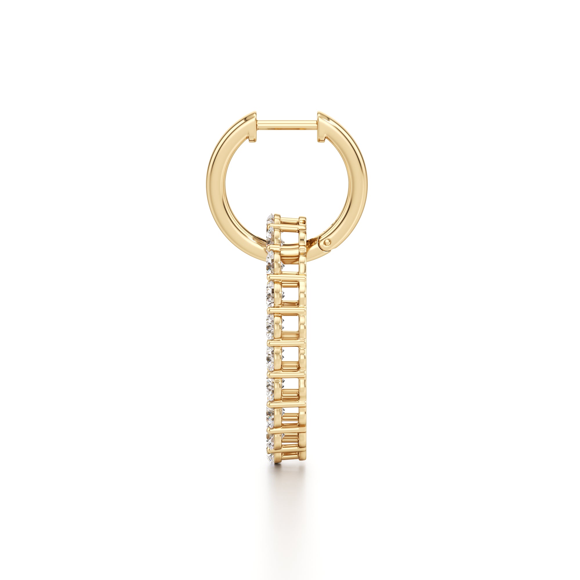 4CTW Round Shaped Lab Grown Diamond (F/VS) Dangle Pendant and Hoop Earrings in 14K Gold
