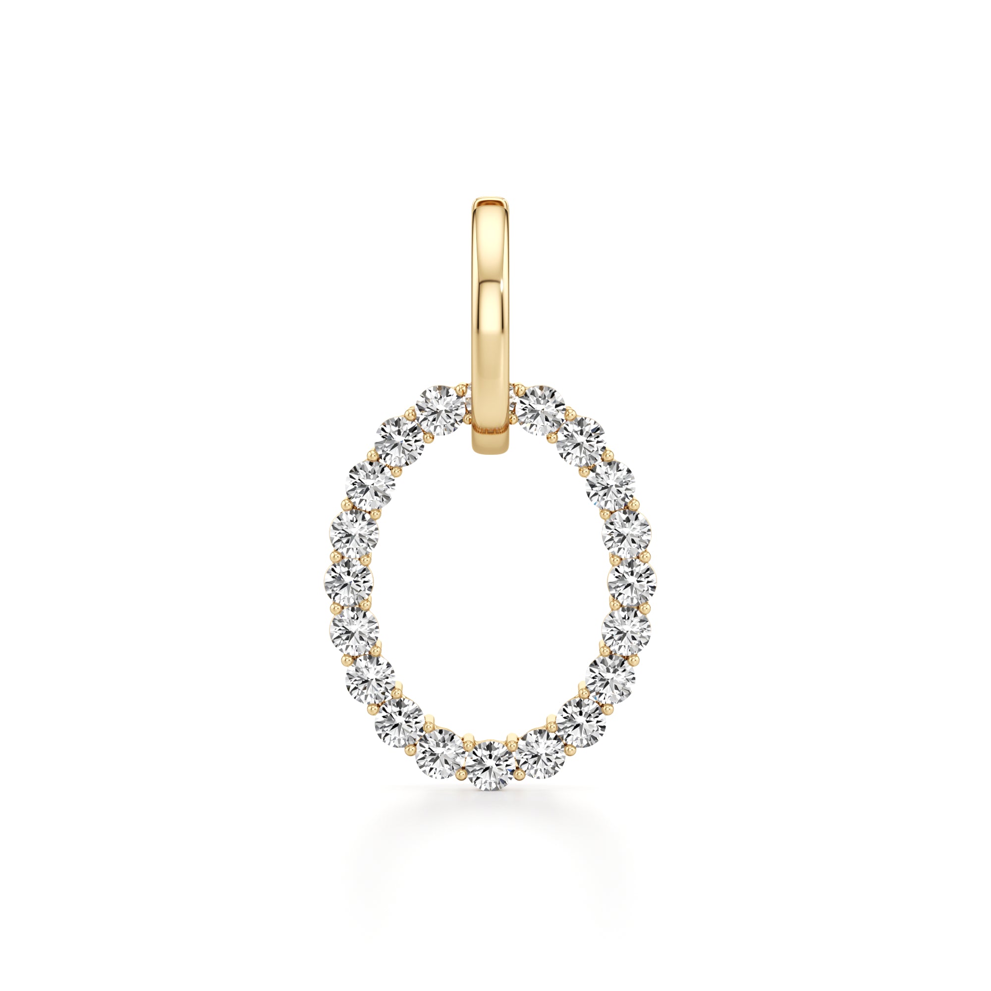 4CTW Round Shaped Lab Grown Diamond (F/VS) Dangle Pendant and Hoop Earrings in 14K Gold