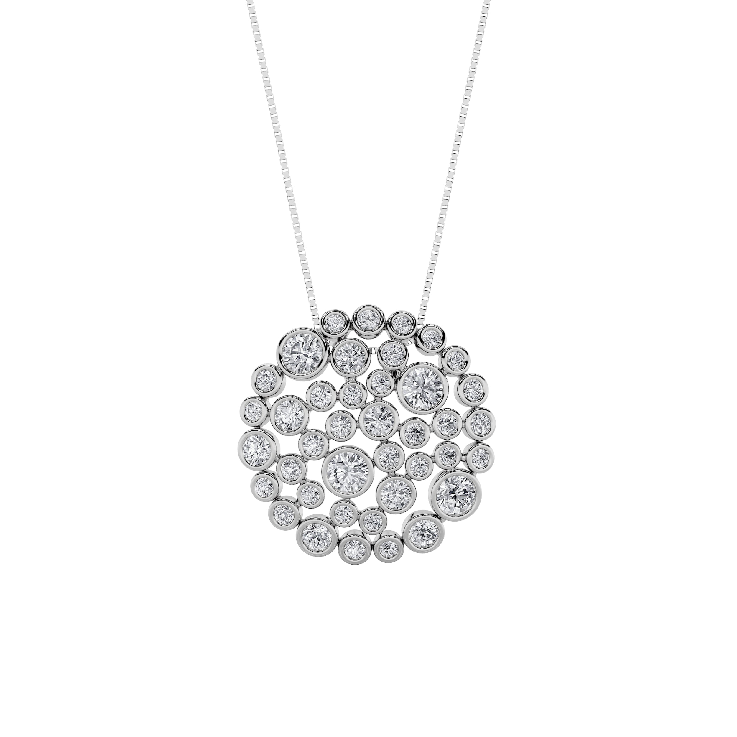 2CTW Round Shaped Lab Grown Diamond (F/VS) Bezel set Bubble Pendant in 14K Gold