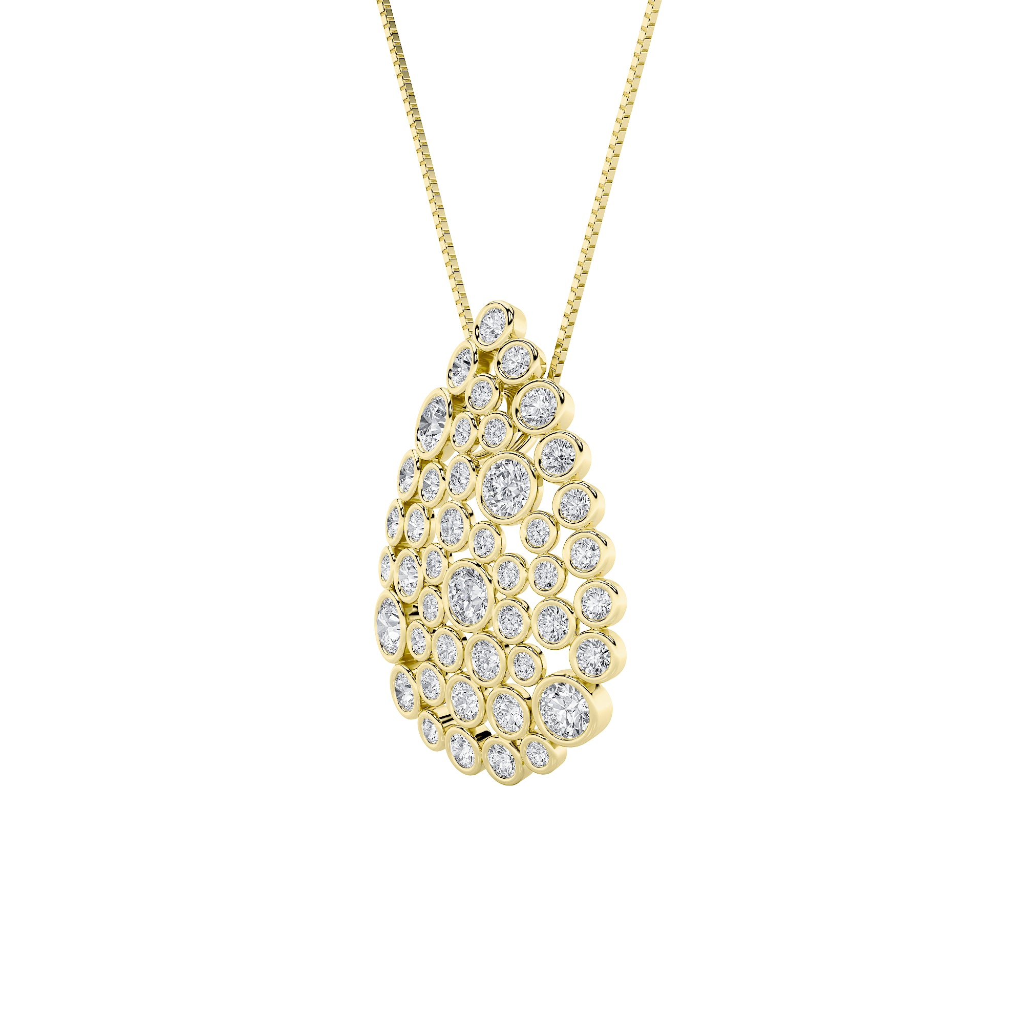 2.5CTW Round Shaped Lab Grown Diamond (F/VS) Bezel set Bubble Pendant in 14K Gold
