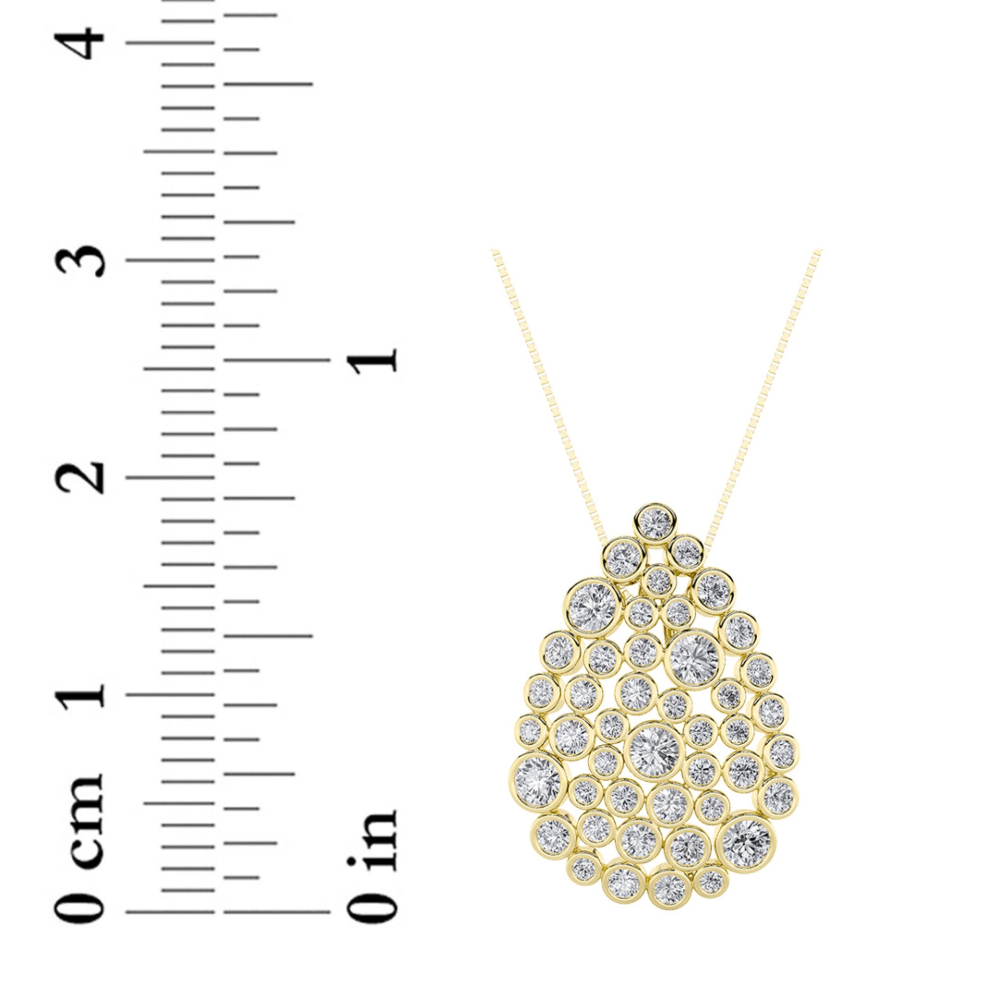 2.5CTW Round Shaped Lab Grown Diamond (F/VS) Bezel set Bubble Pendant in 14K Gold