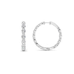 10CTW Oval Shaped Lab Grown Diamond (F/VS) Inside Out Hoop Earrings in 14K White Gold