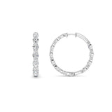 10CTW Oval Shaped Lab Grown Diamond (F/VS) Inside Out Hoop Earrings in 14K White Gold