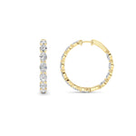 10CTW Oval Shaped Lab Grown Diamond (F/VS) Inside Out Hoop Earrings in 14K Yellow Gold