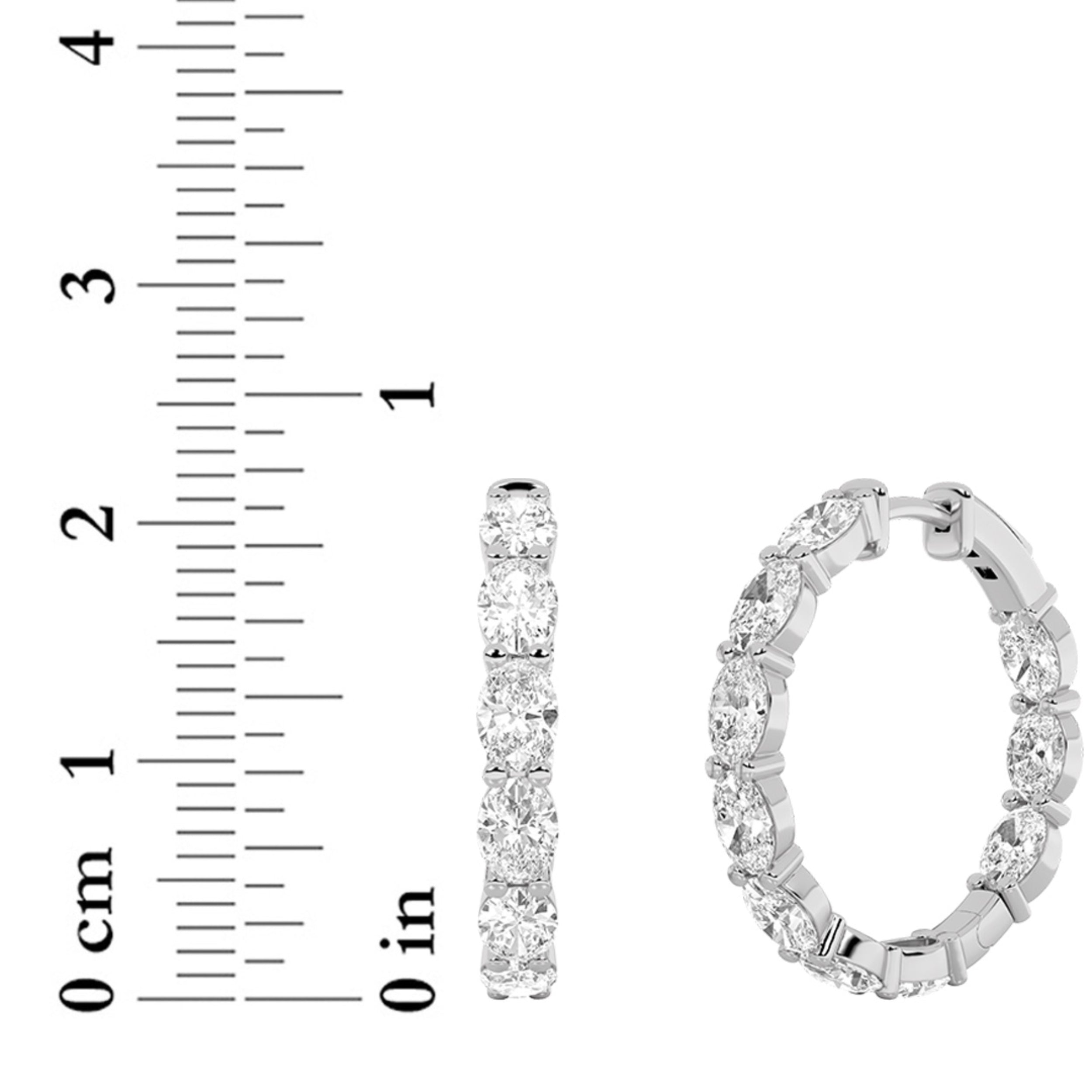 3CTW Oval Shaped Lab Grown Diamond Inside Out Hoop Earrings in 14K Gold (F/VS)