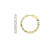 5CTW Oval Shaped Lab Grown Diamond Inside Out Hoop Earrings in 14K Gold (F/VS)