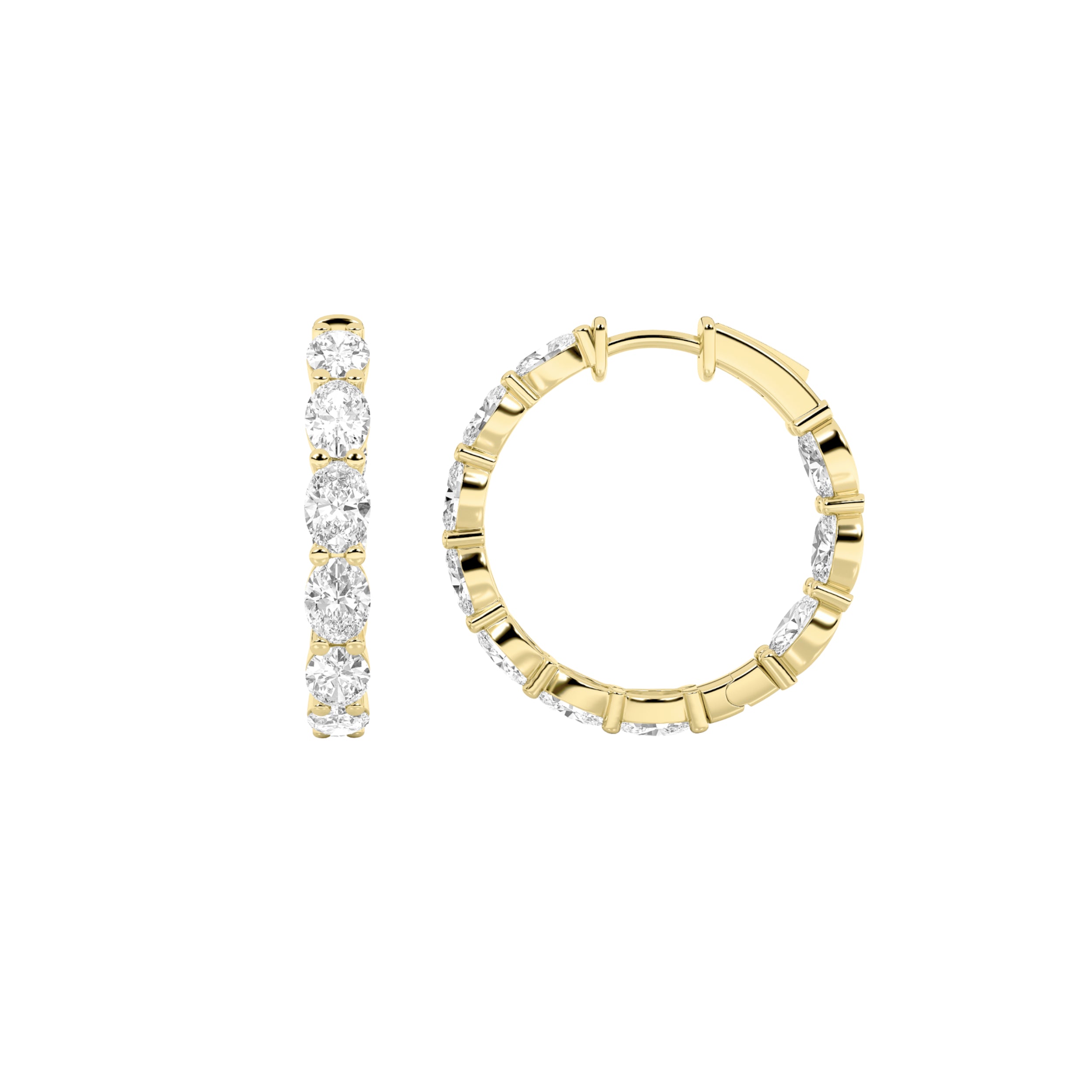 7CTW Oval Shaped Lab Grown Diamond Inside Out Hoop Earrings in 14K Gold (F/VS)