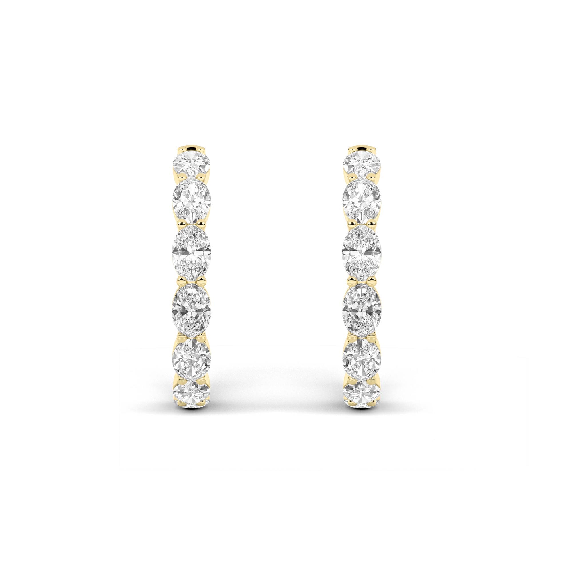 8CTW Oval Shaped Lab Grown Diamond Inside Out Hoop Earrings in 14K Gold (F/VS)