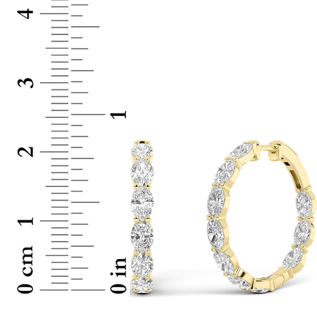 8CTW Oval Shaped Lab Grown Diamond Inside Out Hoop Earrings in 14K Gold (F/VS)